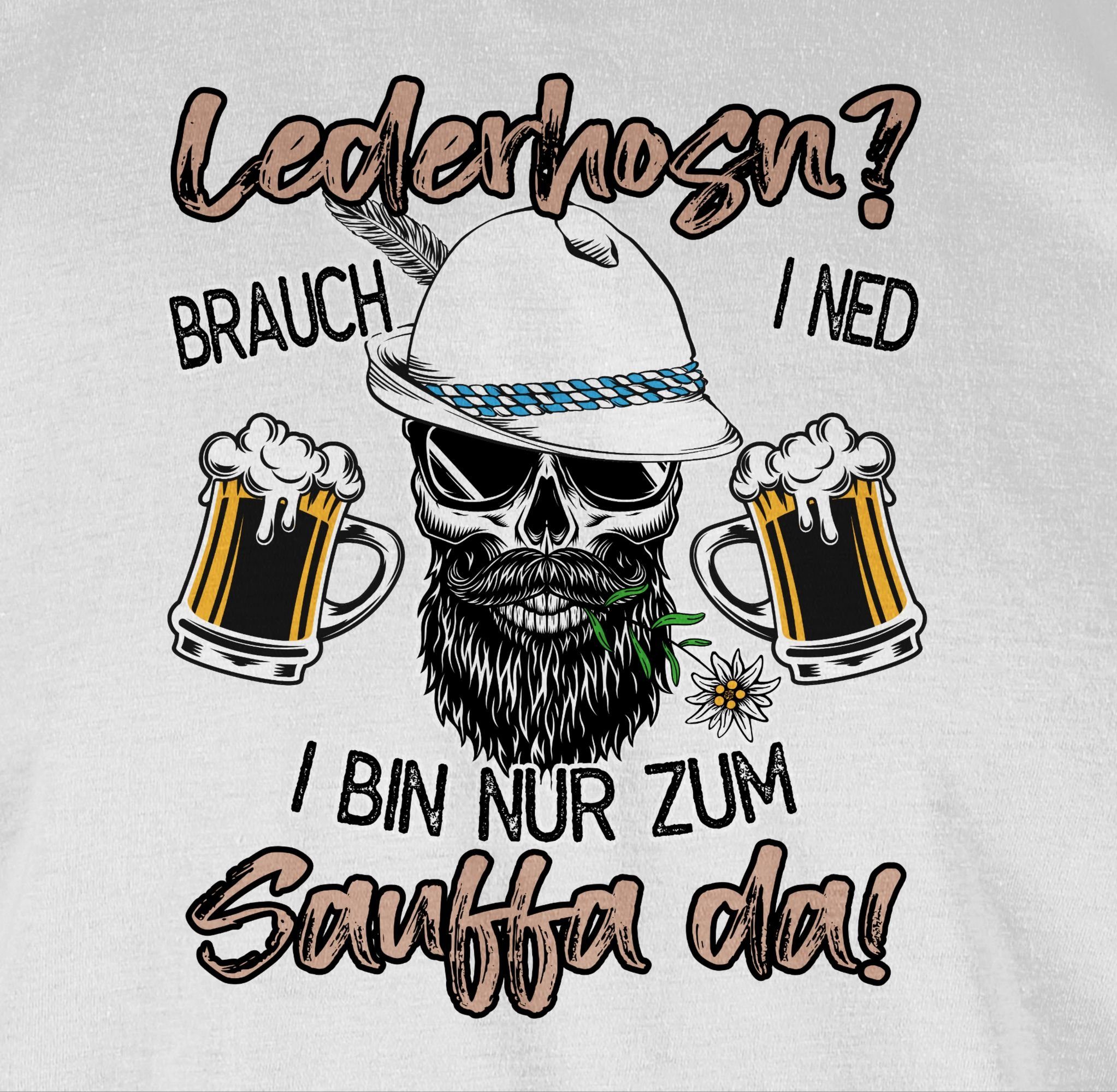 Weiß Mode Spruch Bayrisch Herren Party Shirtracer Oktoberfest für Trinken Lausbua Lederhose T-Shirt 02