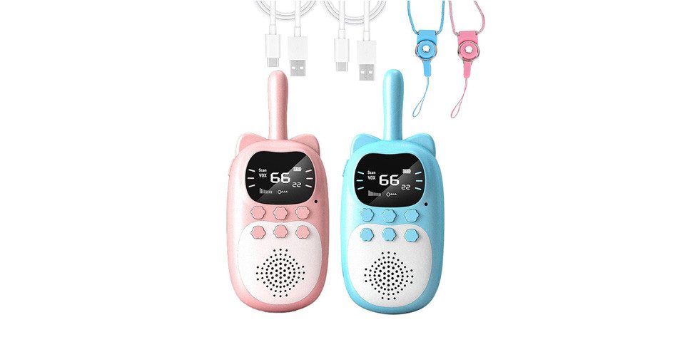 feinlux Walkie Talkie Wiederaufladbare Walkie-Talkies für Kinder, (Packung), große Reichweite bis zu 3 km