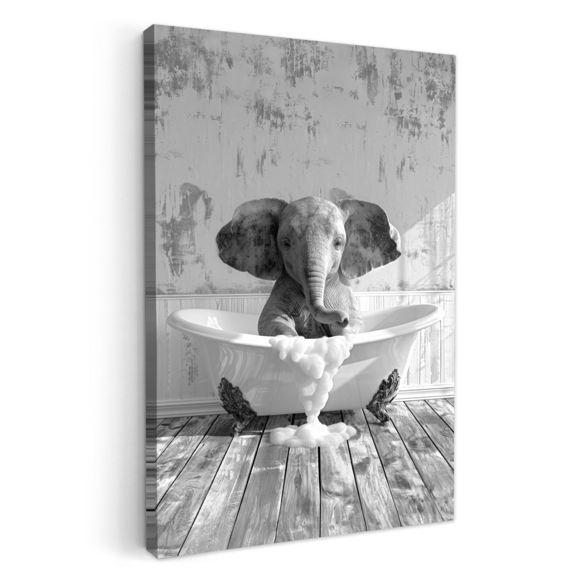 OneMillionCanvasses® Leinwandbild Elefant - Weinlese - Tiere - Schwarz - We günstig online kaufen