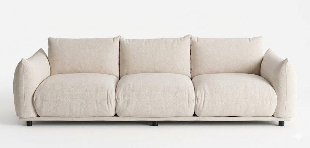 JVmoebel 3-Sitzer 3-Sitzer Sofa Weiß Velours Modern komfortabel Wohnzimmer, 1 Teile