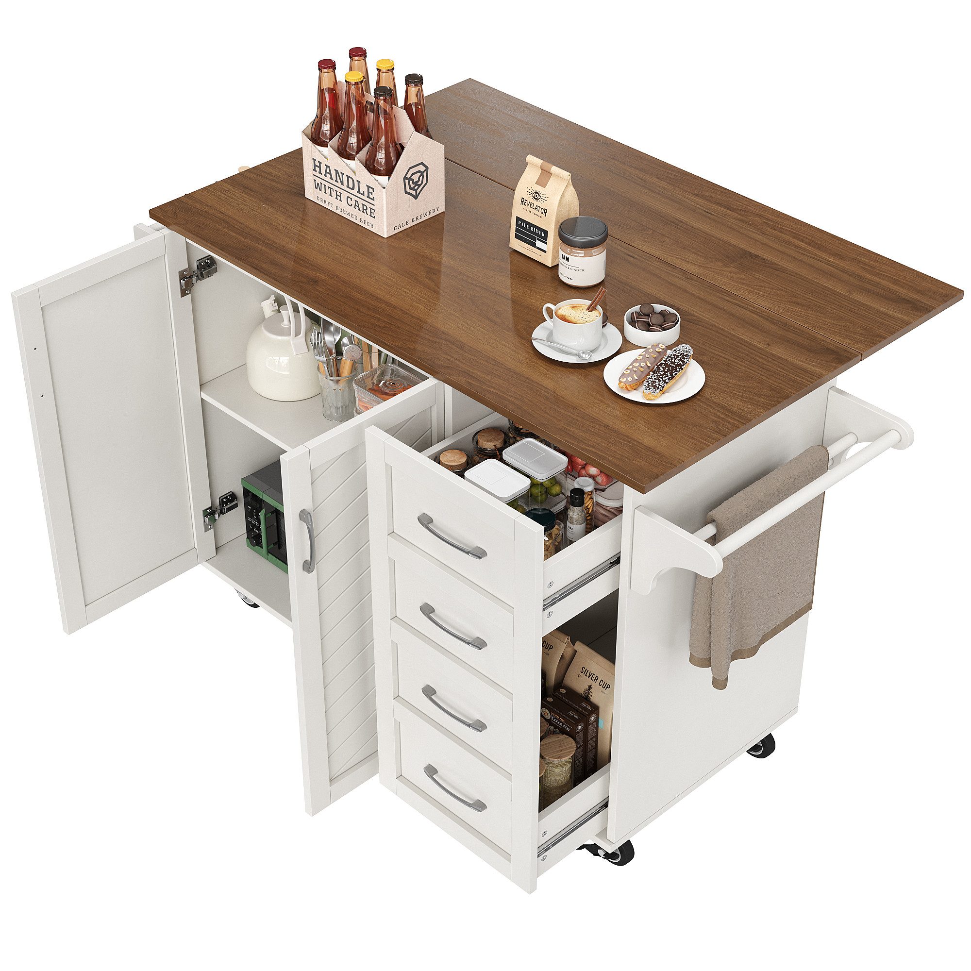 OKWISH Küchenwagen Küchenschränke,Buffetschrank,Speisewagen, mit Arbeitspla günstig online kaufen