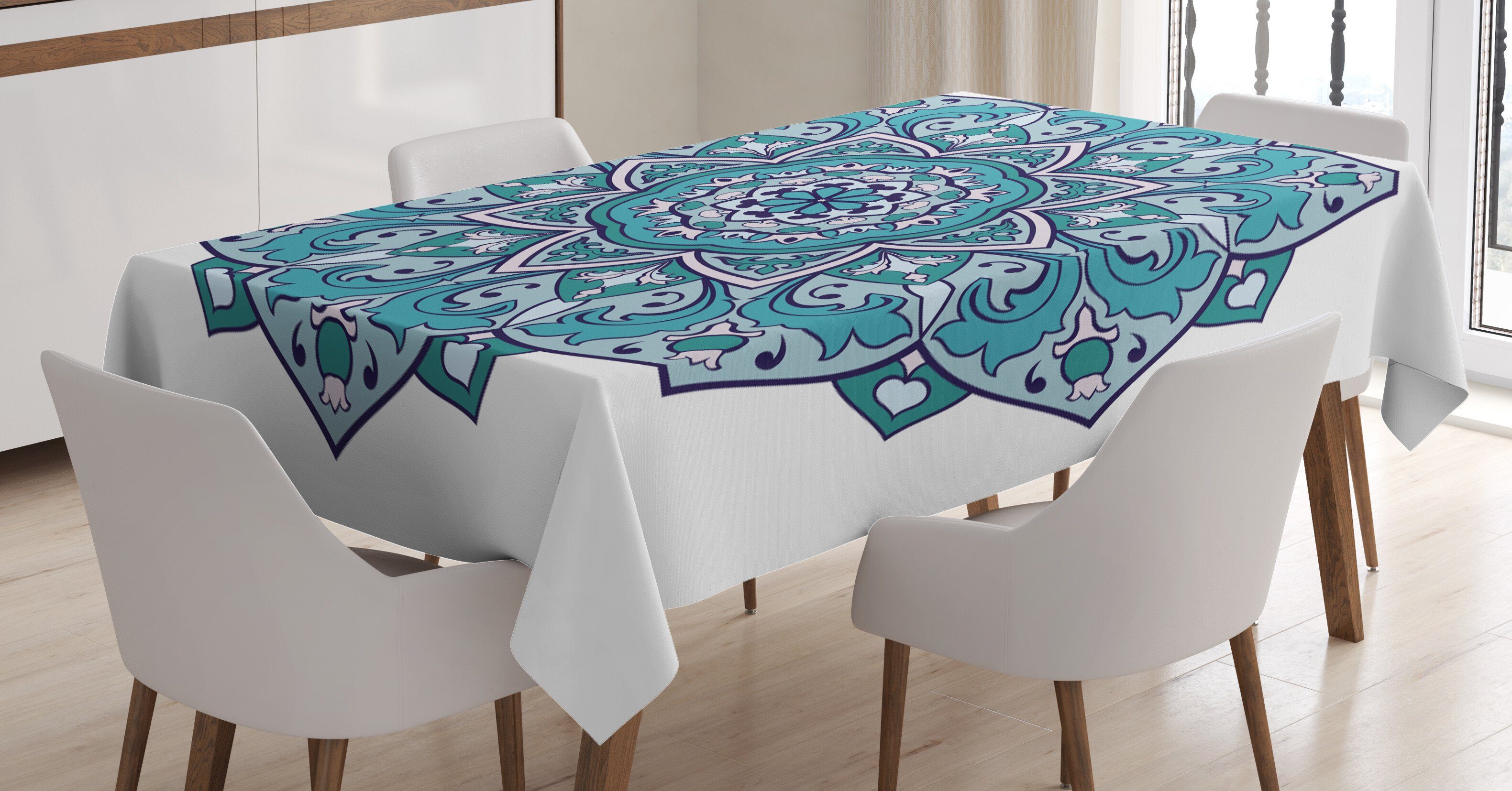 Farbfest Für Tischdecke Blauer Bereich Waschbar Blume Mandala Abakuhaus Farben, Klare Außen geeignet den Osten Curly