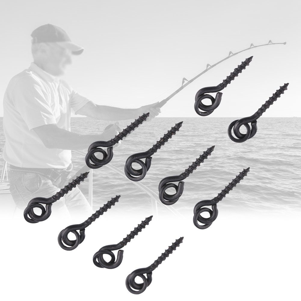 GARRYFIZH Kunstköder 10x Köderschrauben matt schwarz - Bait Screws für Boilies & Pop-Ups, Robuste Boilie-Schrauben, matt schwarz, für Karpfen-Rigs & Köder