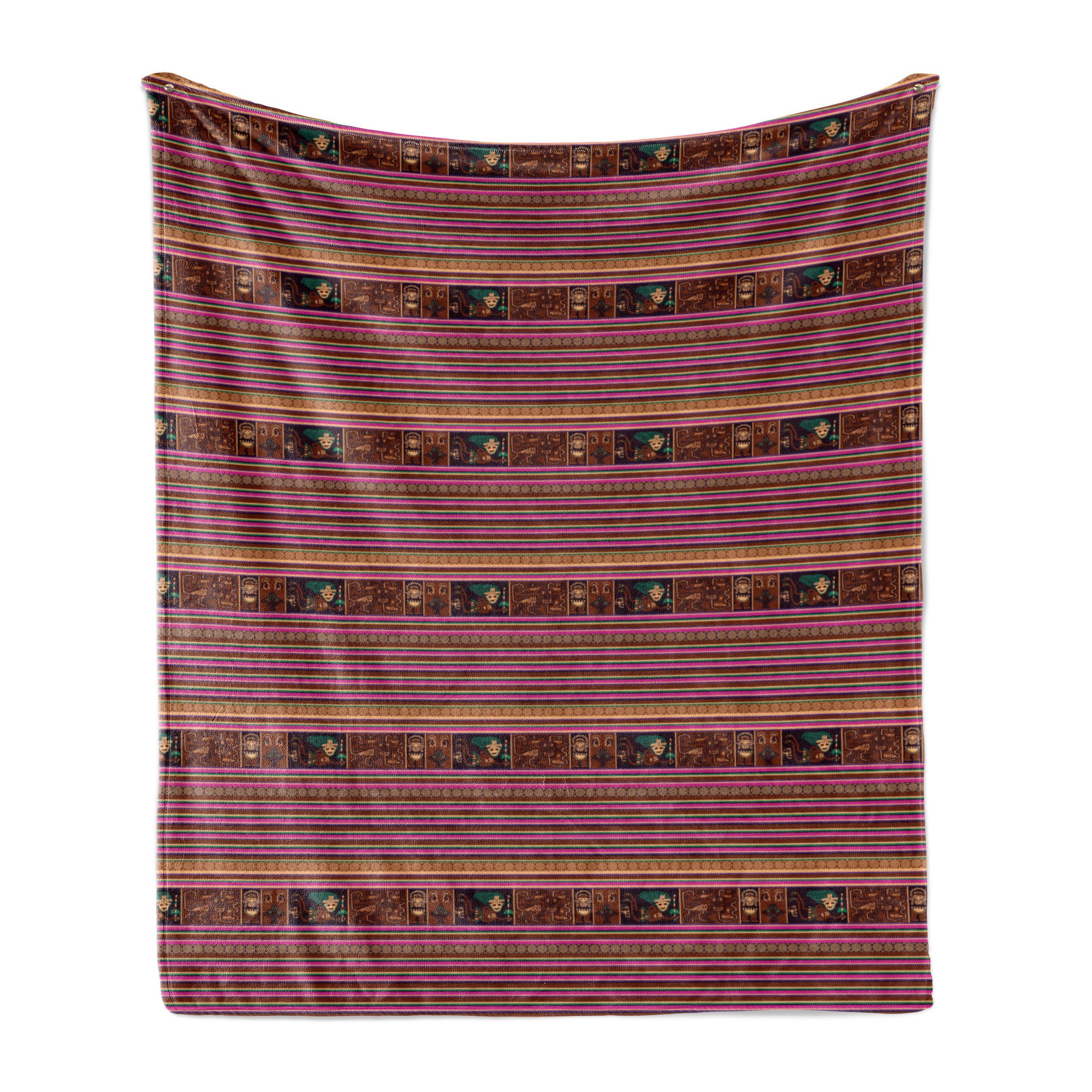Wohndecke Gemütlicher Plüsch für den Innen- und Außenbereich, Abakuhaus, Ethnisch Folk Motive Stripes