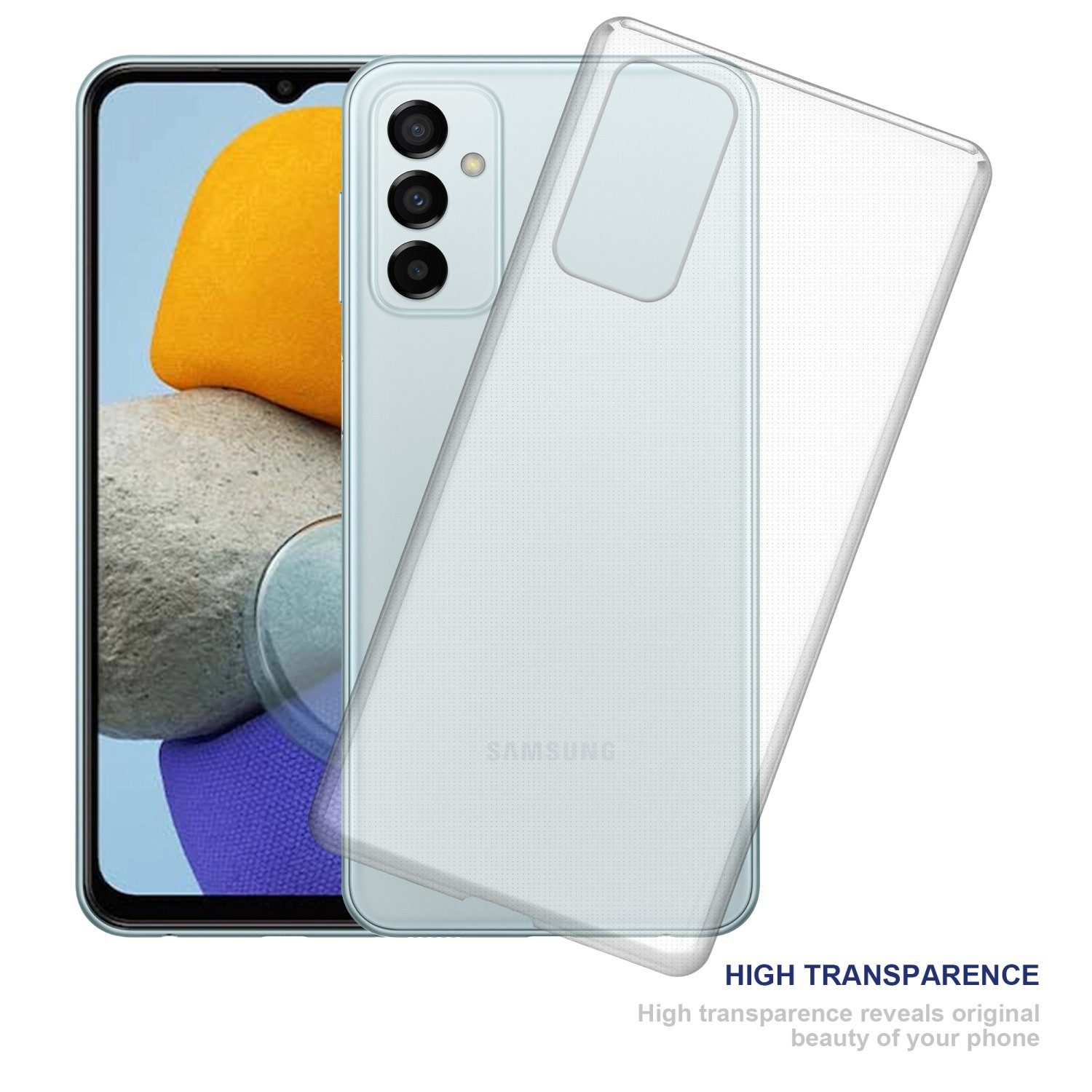 Cadorabo Handyhülle für Samsung Galaxy M23 5G Hülle Samsung Galaxy M23 5G, Hülle TPU Silikon Handy Schutzhülle Slim Transparent Case Cover