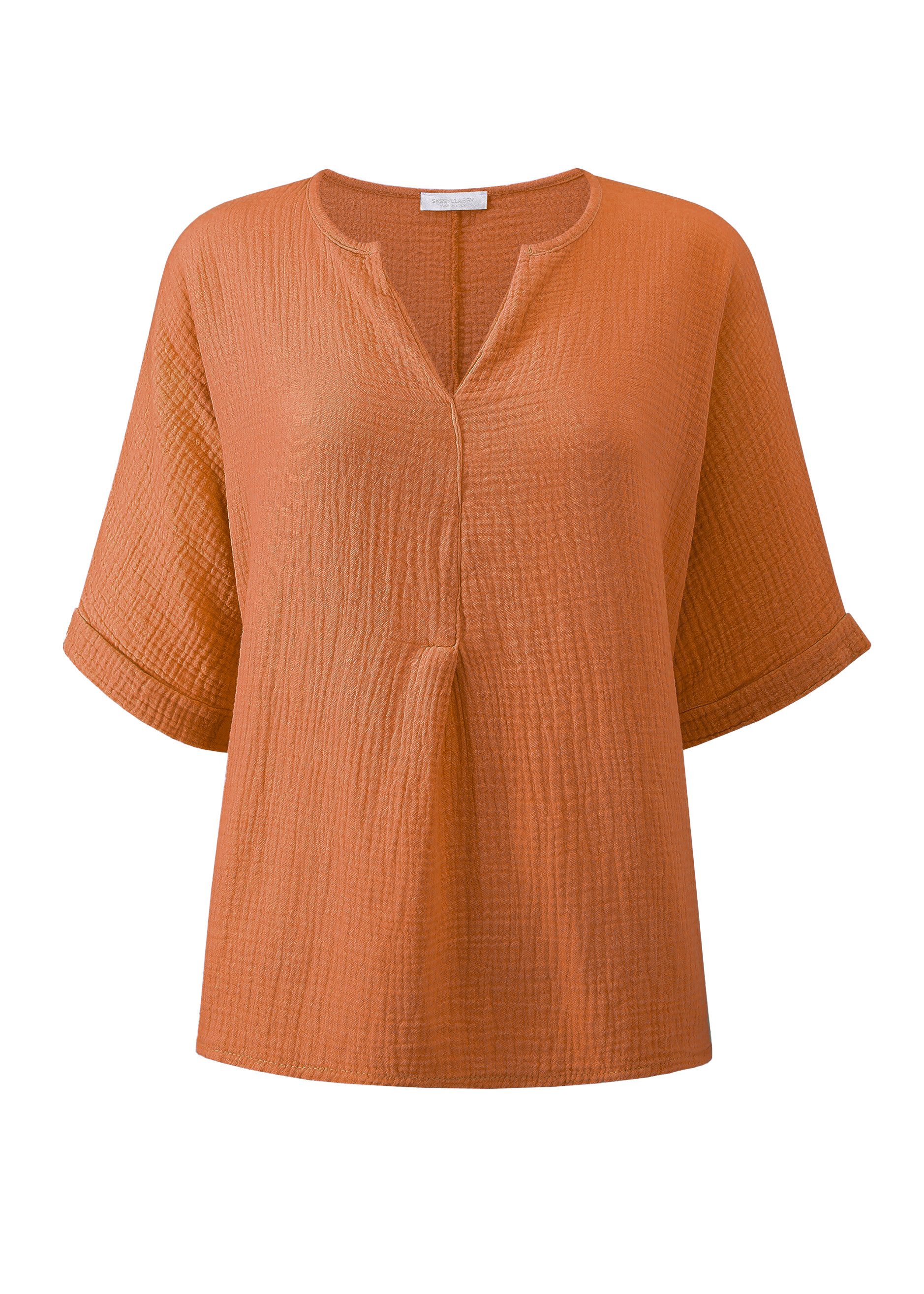 SASSYCLASSY Kurzarmshirt Oversize Musselin Shirt Damen günstig online kaufen