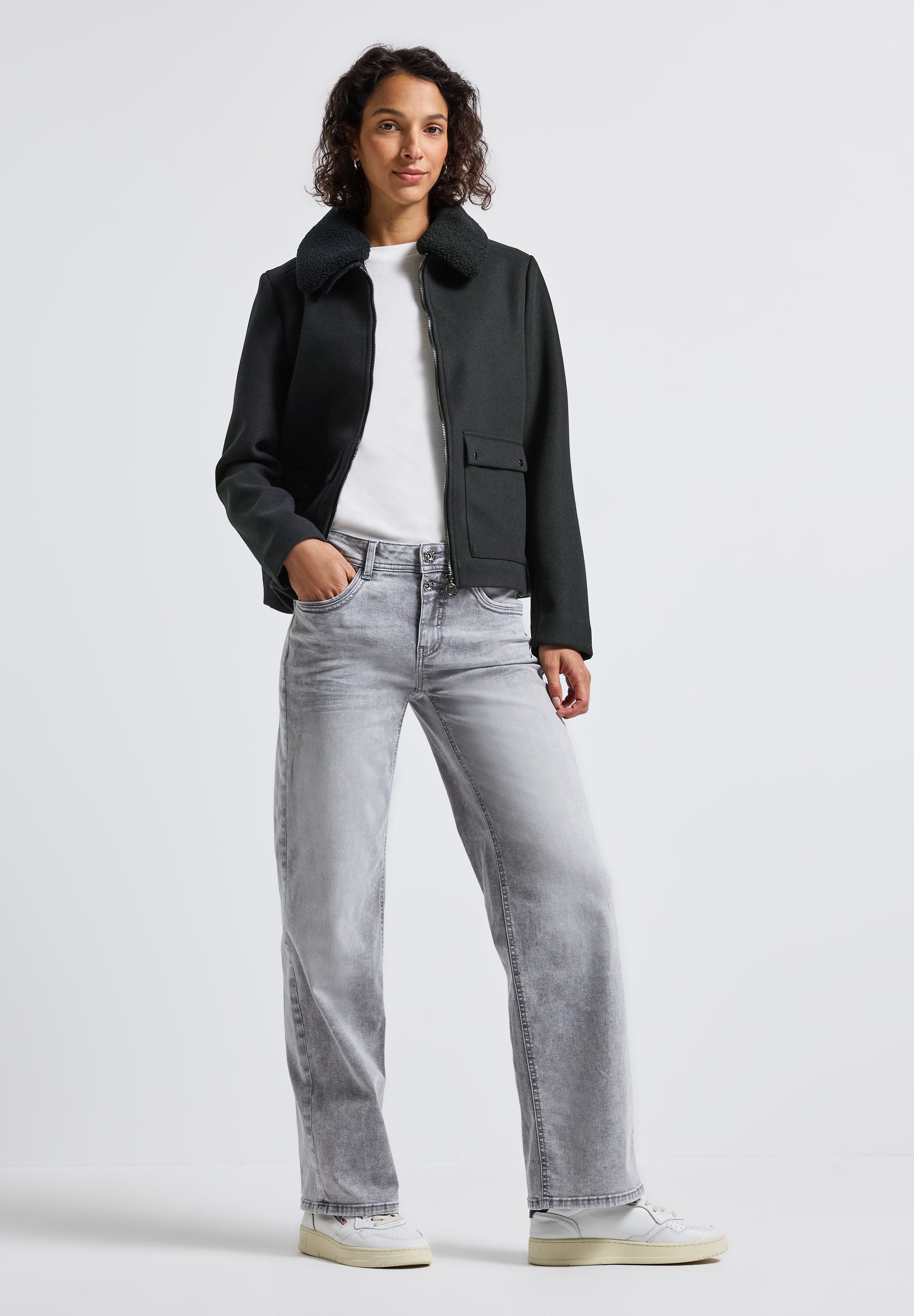 STREET ONE Kurzjacke Abnehmbarer Kragenbesatz