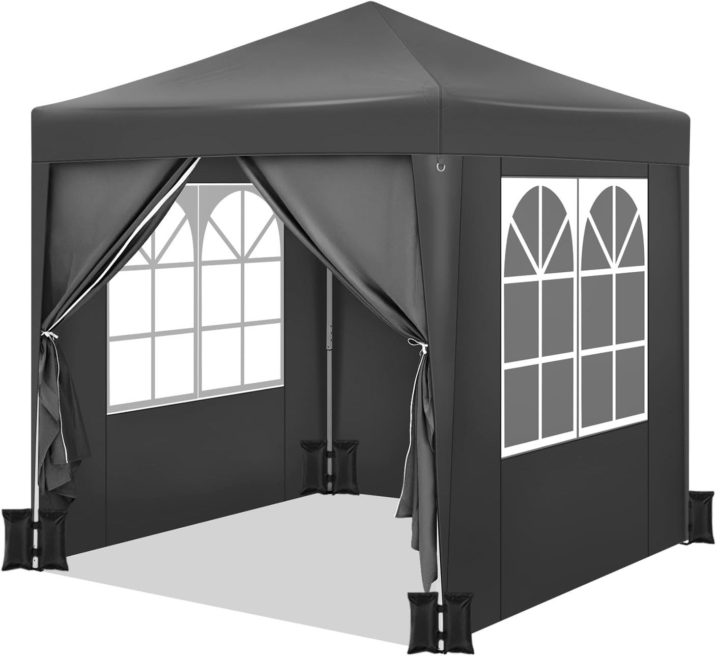 Woltu Faltpavillon, mit 4 Seitenteilen, 2x2 m, mit 4 Seitenteilen und 4 Sandsäcke, höhenverstellbarer