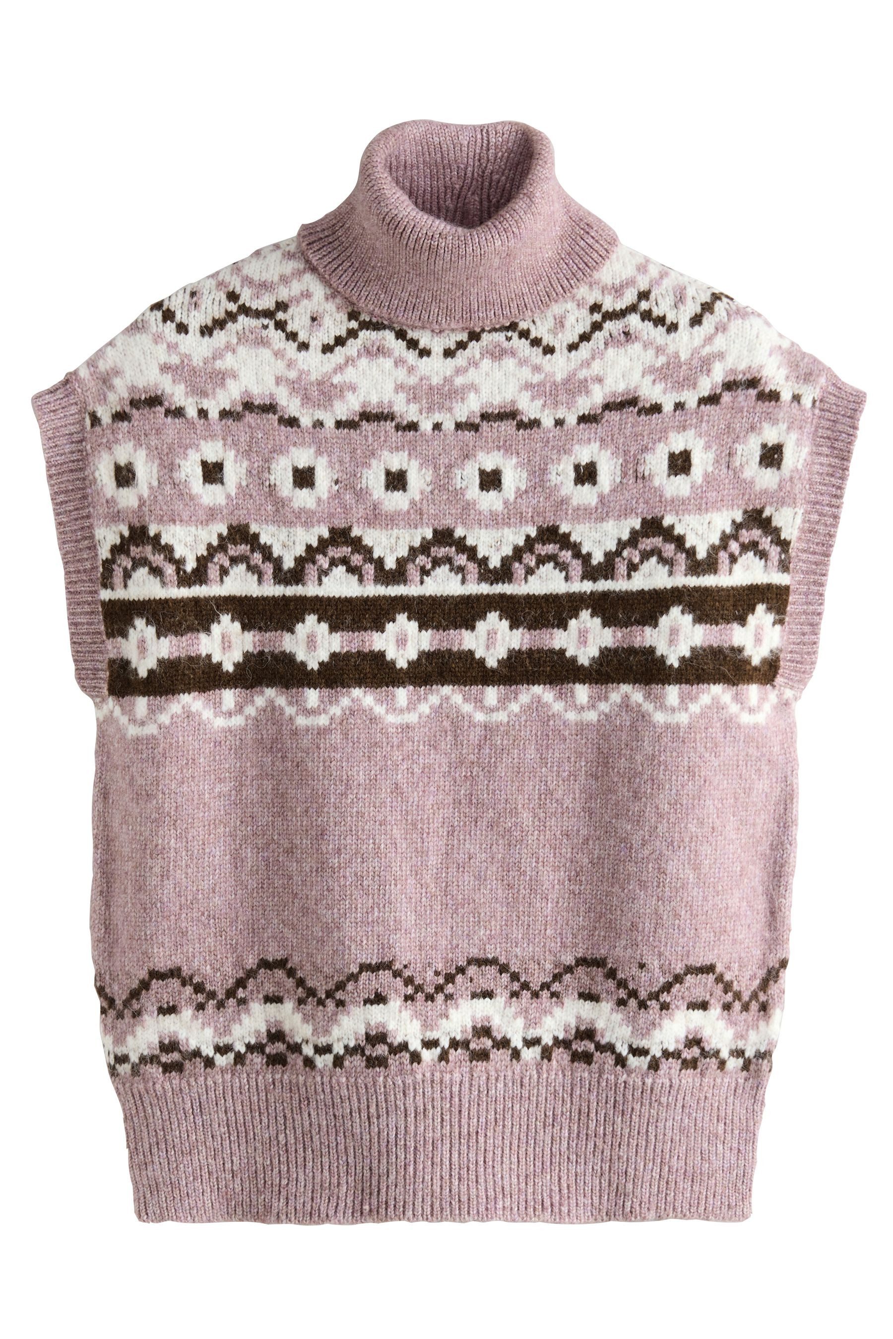 Next Pullunder Gestricktes Rollkragen-Tanktop, Fairisle-Muster (1-tlg)