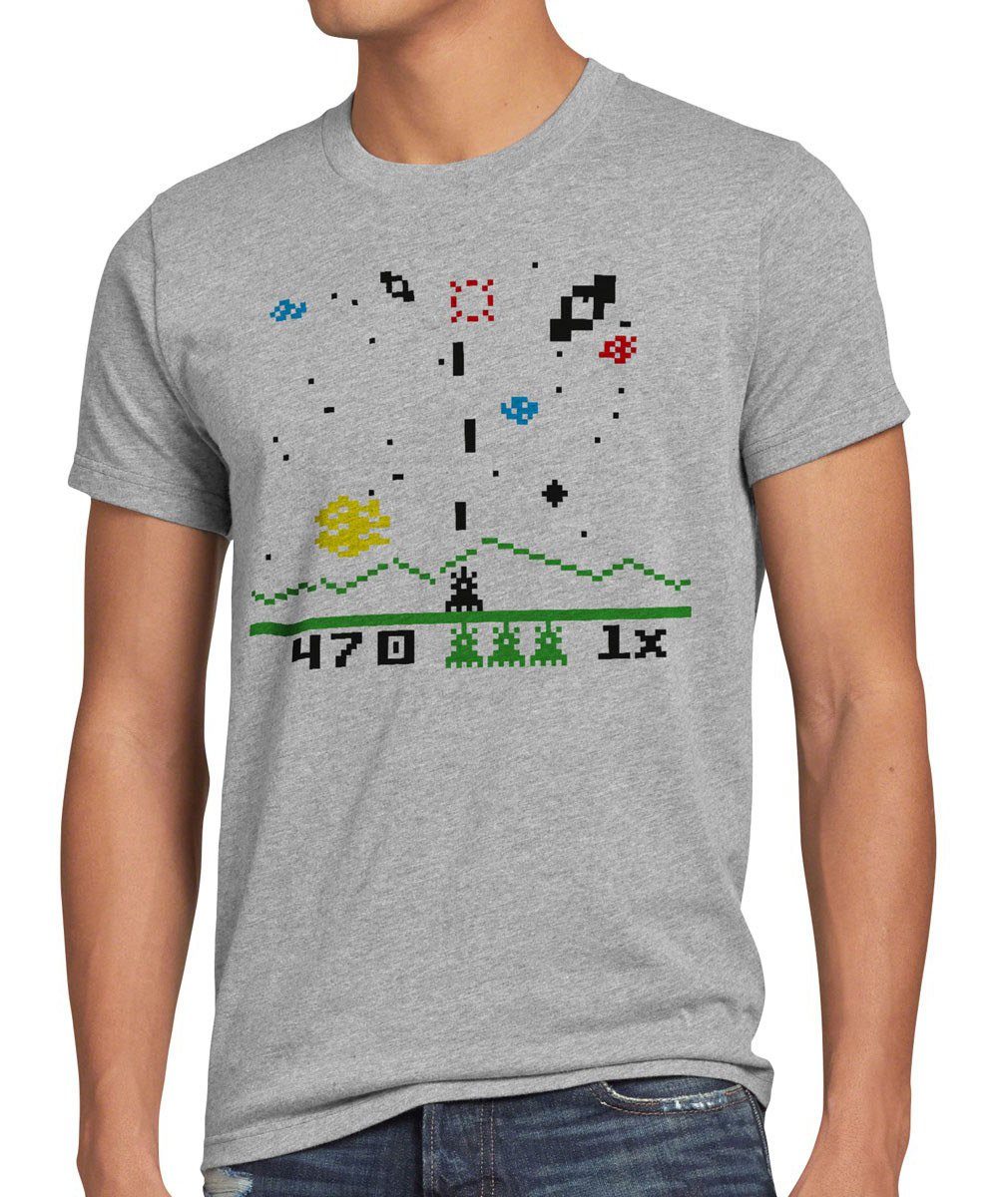 style3 Print-Shirt Herren T-Shirt Invaders big bang sheldon space astrosmash cooper game theory grau meliert