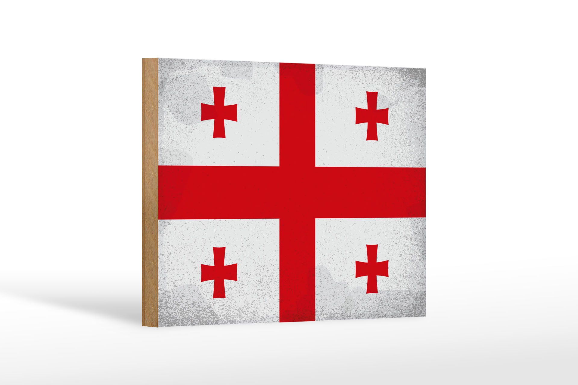 Femer GmbH Holzbild Flagge Georgien 18x12cm Flag of Georgia Vintage, Flaggen (1 St), Glatte Holzfaserplatte (MDF), vorn beschichtet