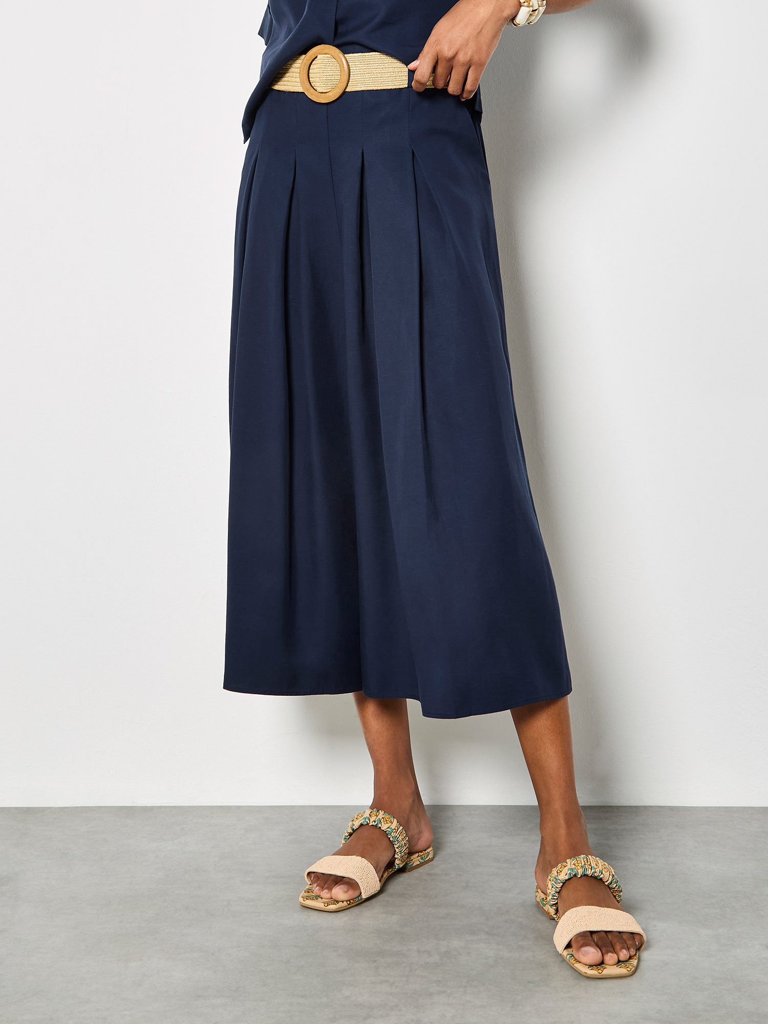 Apricot Culotte Weit geschnittene Culotte-Hose mit Falten Einfarbig