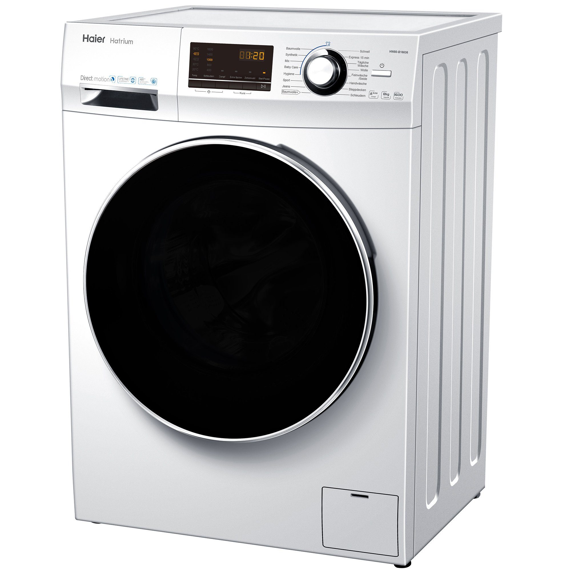 Haier Waschmaschine HW80-B16636, 8 kg, 1600 U/Min, Direct Motion Motor ...