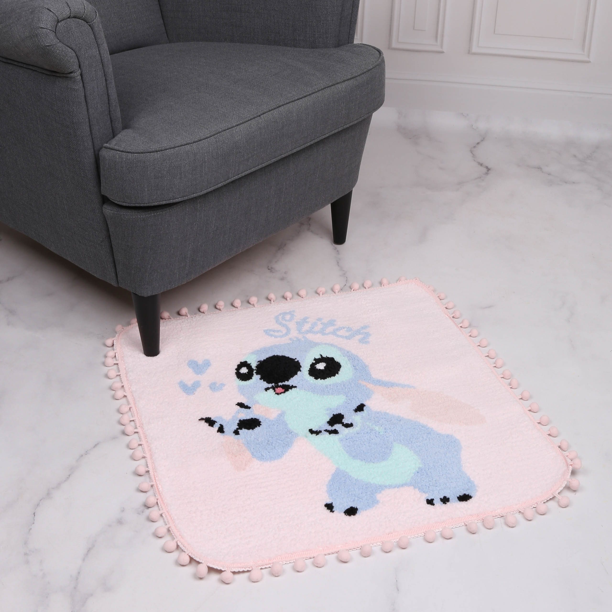 Disney Läufer DISNEY Stitch Quadratischer Teppich, rosa, rutschfest 60x60cm