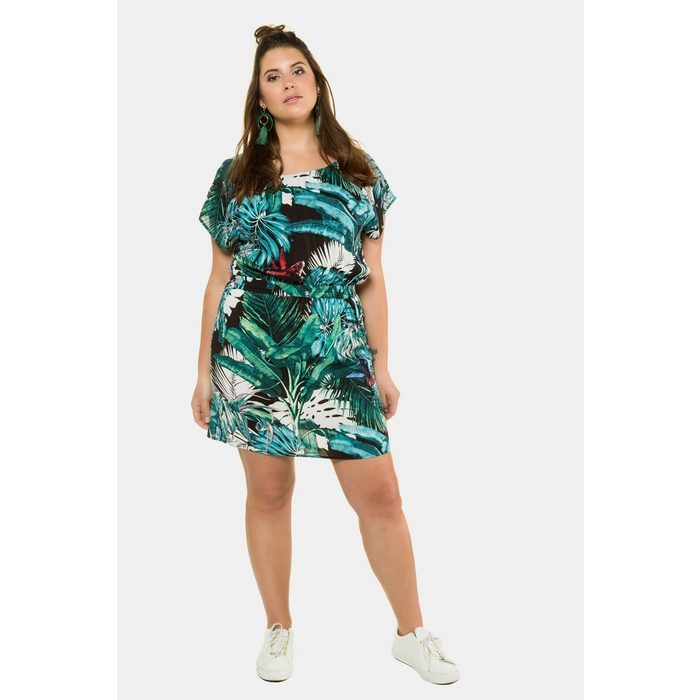 Studio Untold Sommerkleid Kleid Dschungelmuster elastischer Tailleneinsatz