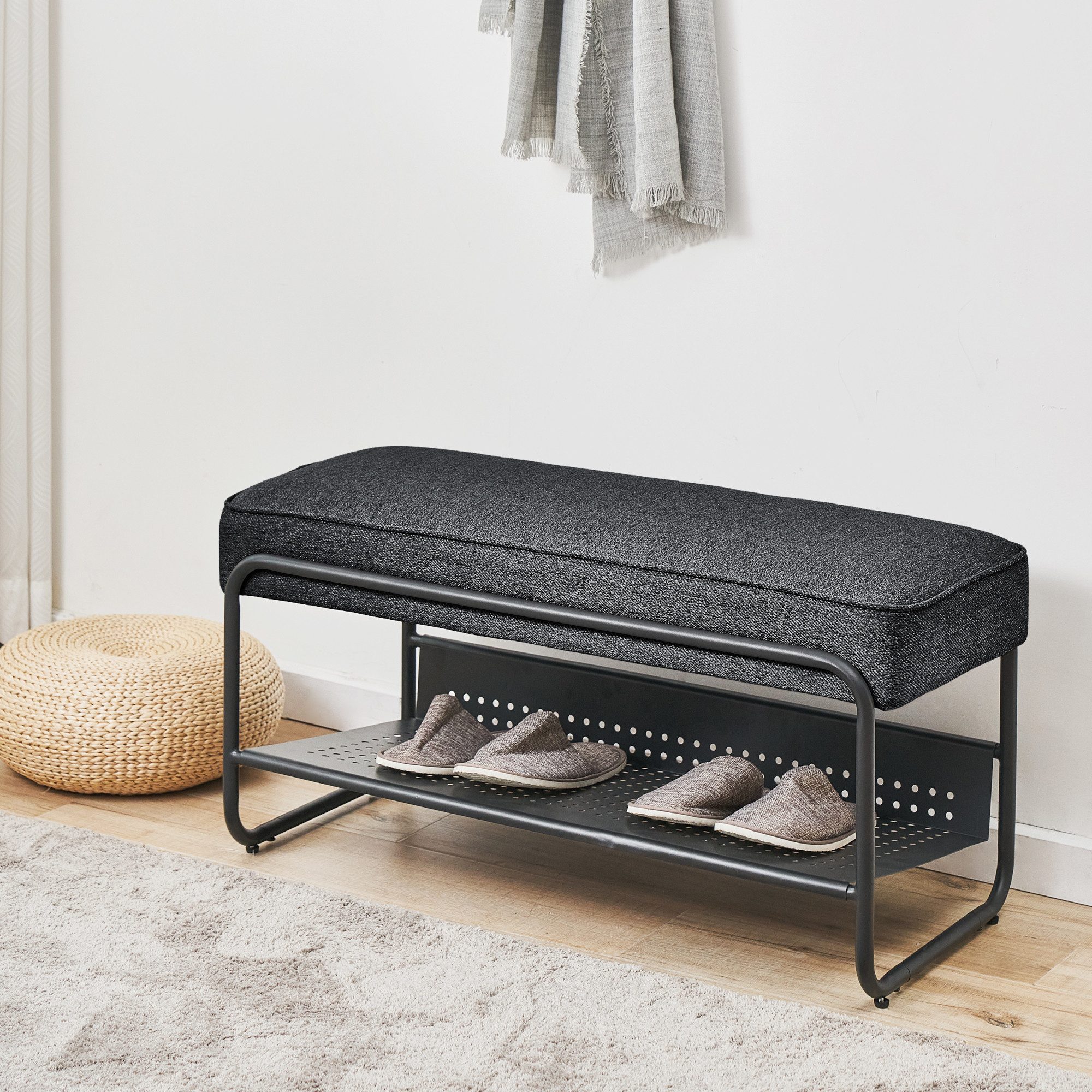 en.casa Schuhbank, Schuhbank »Lillehammer« 90x37x42 cm Schwarz günstig online kaufen