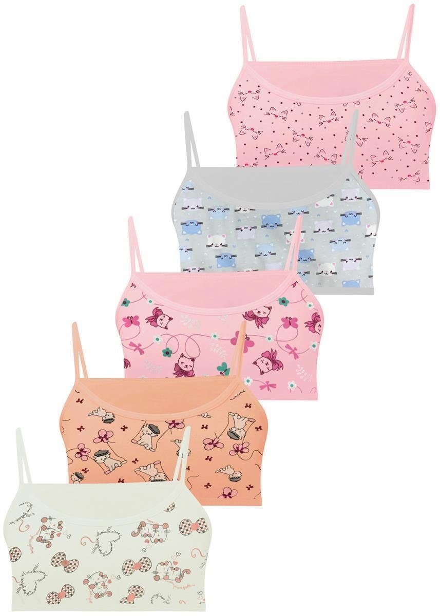 LOREZA Bustier 5 Mädchen Bustier Baumwolle Unterwäsche Sport BH 140-170 (Set, 5-tlg., 5er-Pack)
