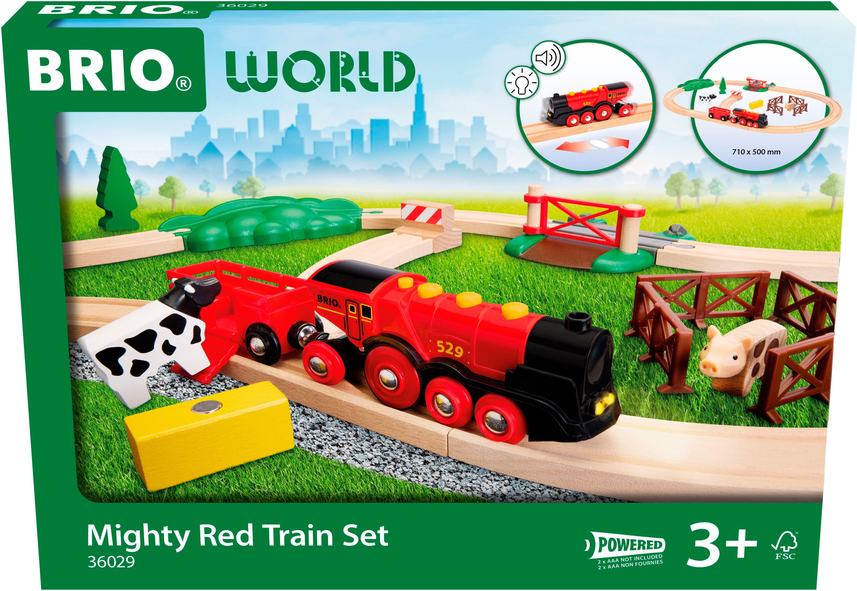 BRIO® Spielzeug-Eisenbahn BRIO® WORLD, Rote Lola Bauernhof Zugset, (Set, 24-tlg)