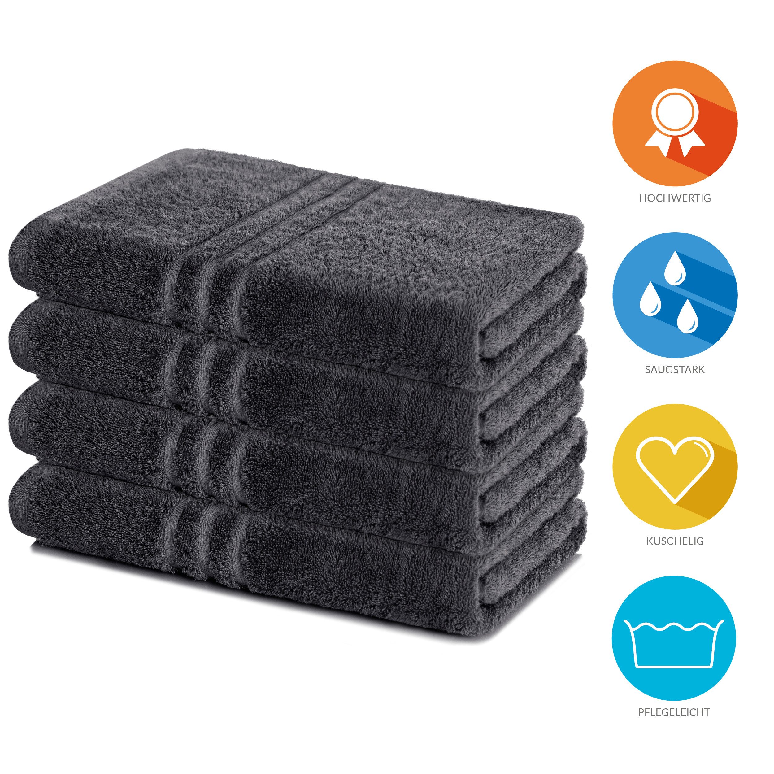 Lavea Duschtücher 4er Set Duschtuch 70 x 140 cm, Elena Frottee Handtücher, (Set, 4-St), Dusch-Handtuch, 500 g/m² Frottier, weich & saugstark, pflegeleicht – Bild 2 von 5