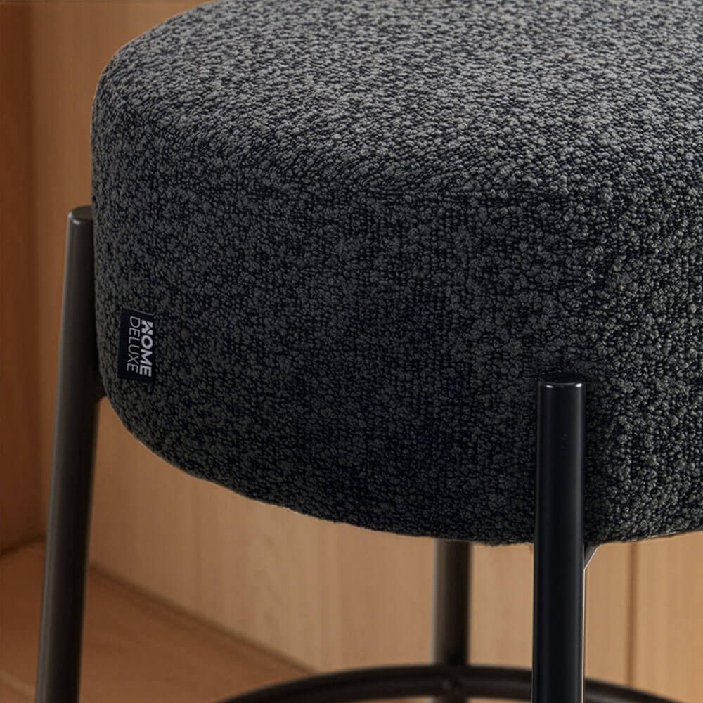 HOME DELUXE Barhocker OLIN - 41 x 41 x 76 cm (8 St), Teddy-Bouclé Bezug, Küchenhocker, Barstühle mit Fußstütze – Bild 4 von 5