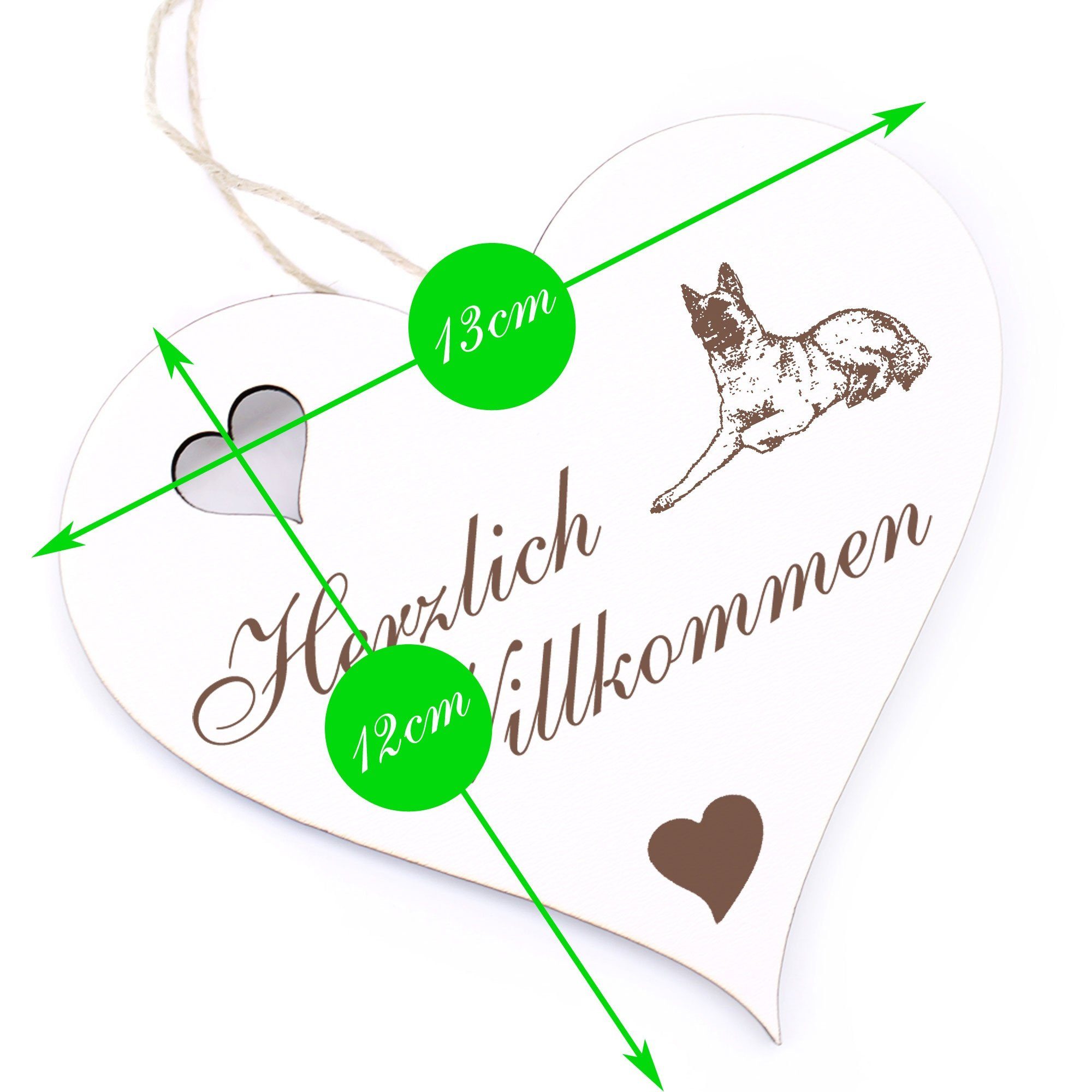 Hängedekoration Willkommen Malinois Belgischer 13x12cm Schäferhund Dekolando - - Herzlich
