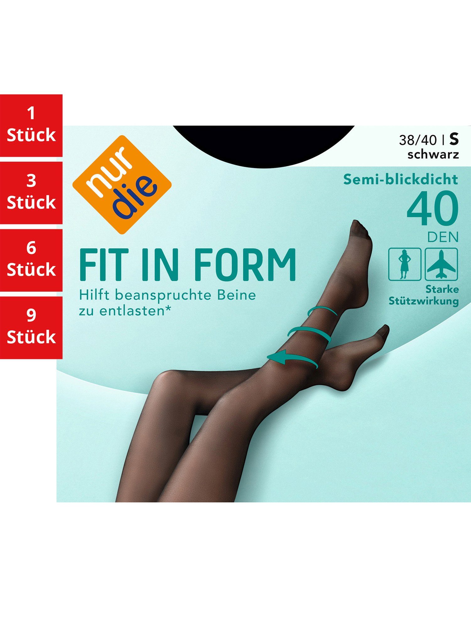 Nur Die Feinstrumpfhose Fit in Form 40 DEN Damen (1er/3er/6er/9er Pack 1 St) nylon semi-transparent Fein-strumpfhose durchsichtig frauen multipack