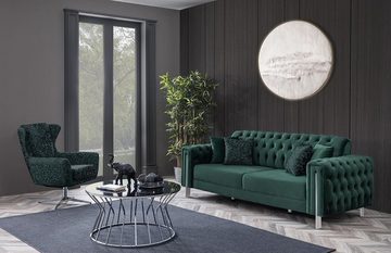 JVmoebel Chesterfield-Sofa, Grüne Chesterfield Couch Möbel Sofa Wohnzimmer Luxus Einrichtung 230cm