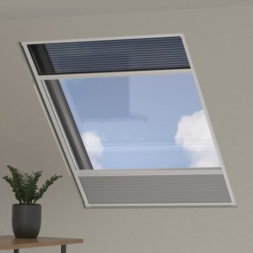 Dachfensterrollo 80x120, Lichtdurchlässig, Grau mit schwarzem Insektenschutz, Cocoon Home, verschraubt