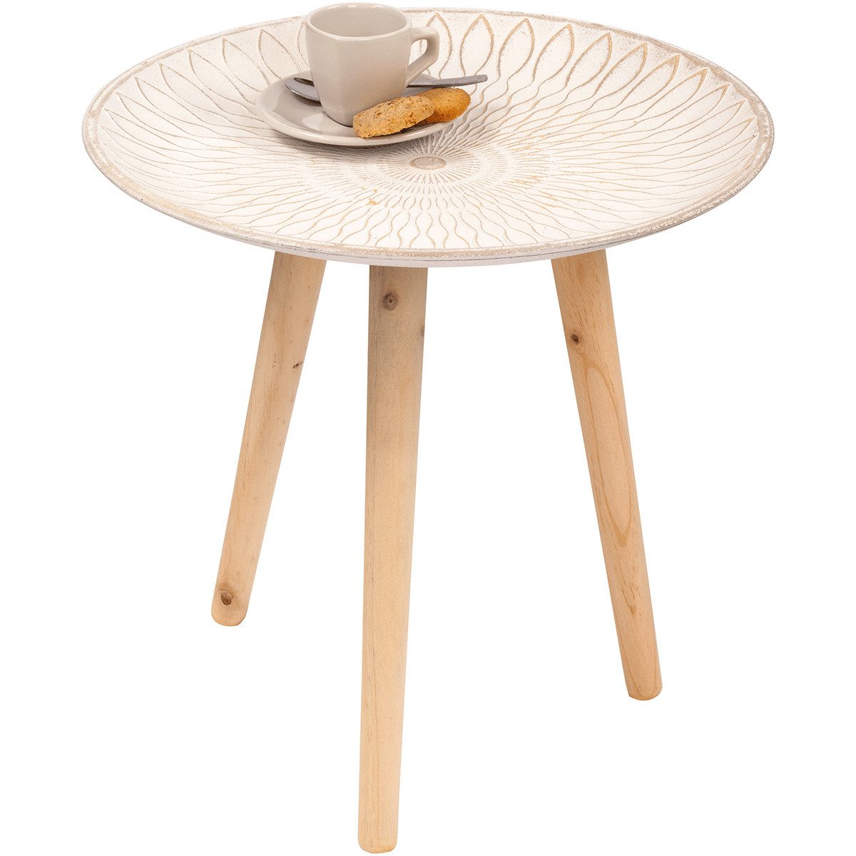 Beistelltisch Weiß/Naturfarbener Holz-Beistelltisch günstig online kaufen