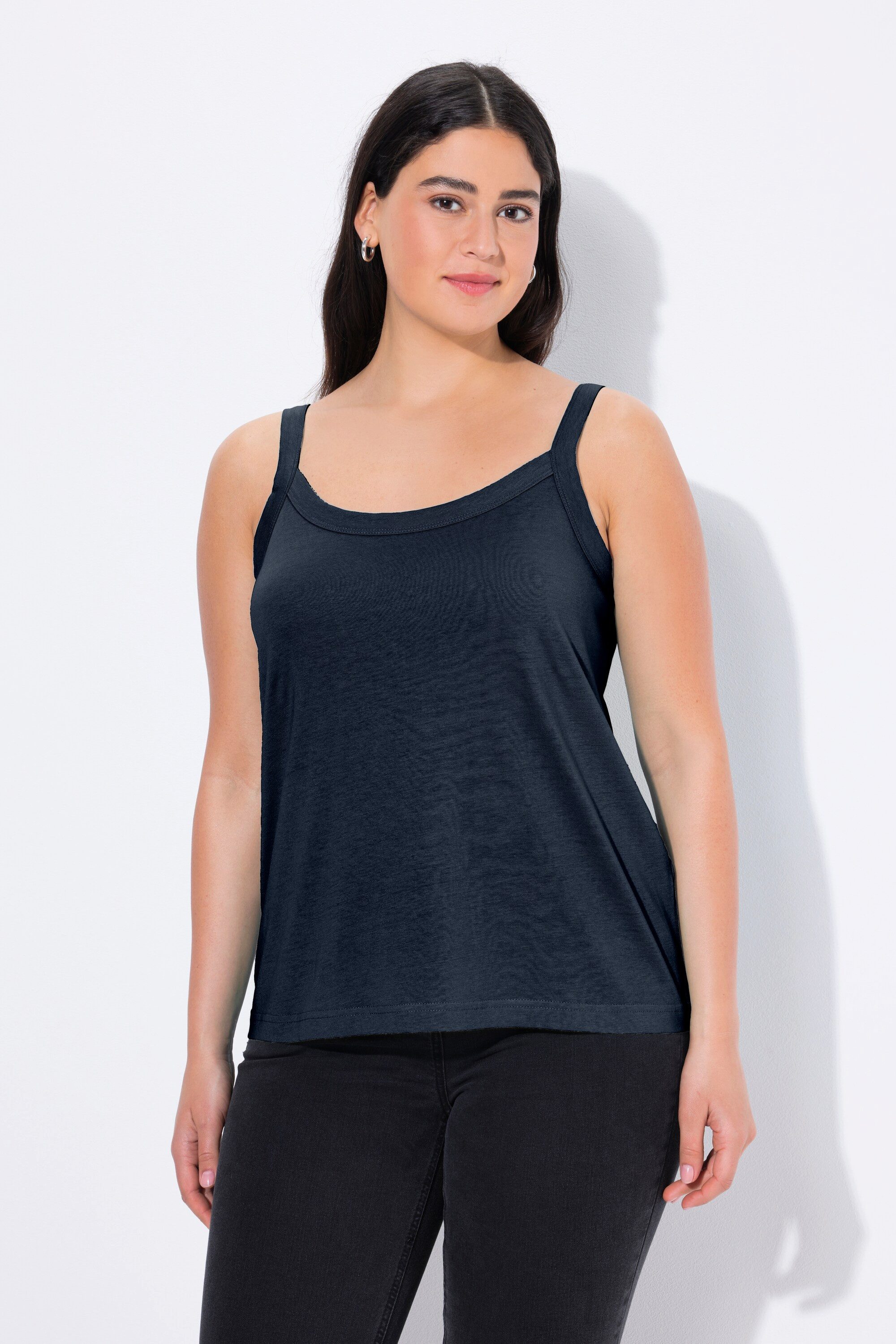 Ulla Popken Longtop Spaghettitop Rundhals Modalmix ärmellos günstig online kaufen