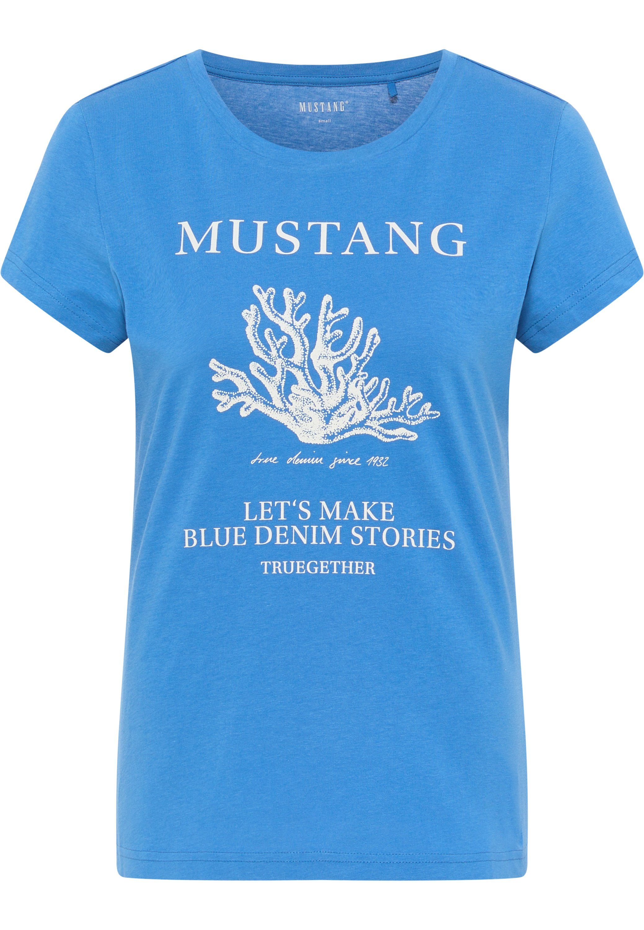 MUSTANG Kurzarmshirt Mustang T-Shirt Print-Shirt blau | T-Shirts