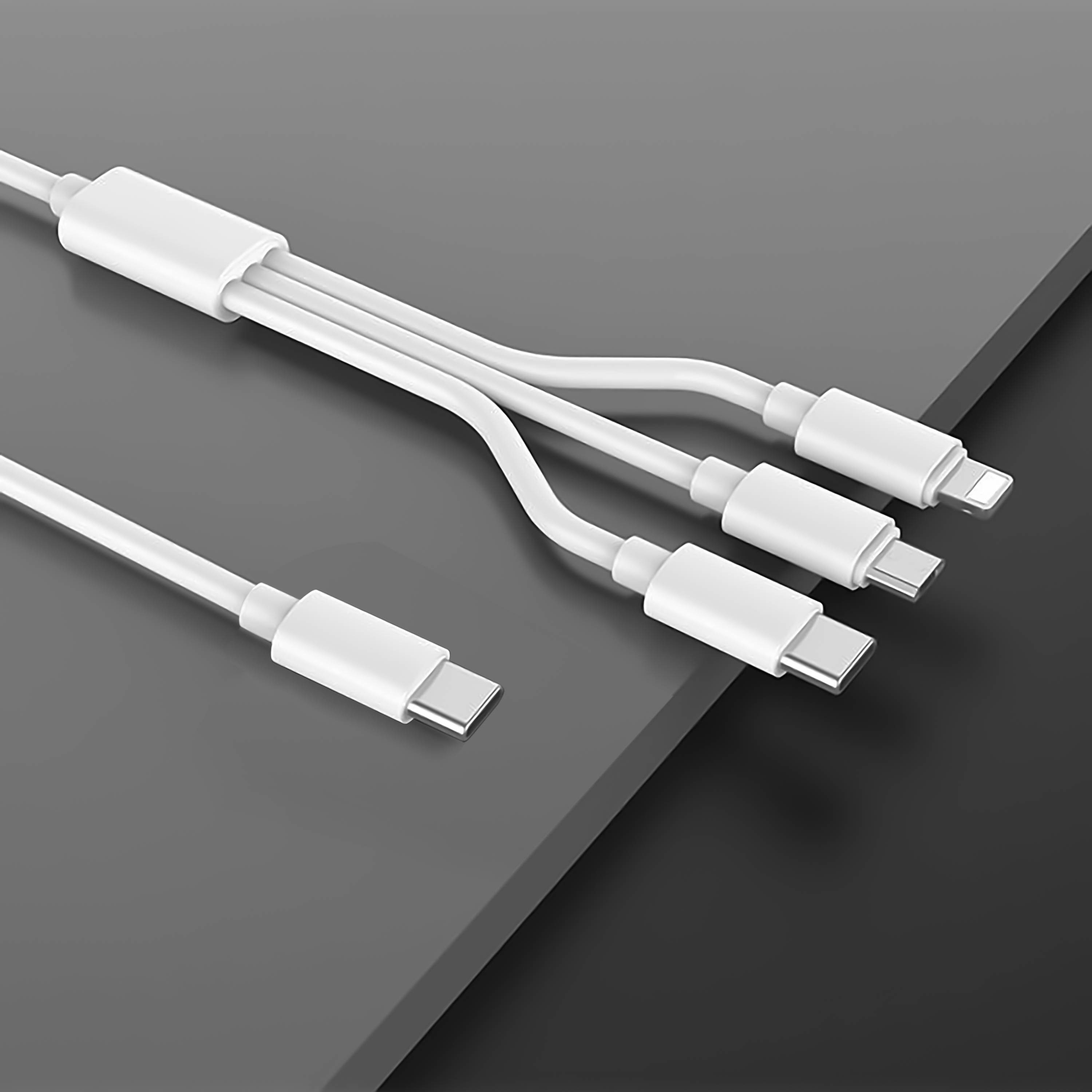MORRENT Multi USB-C Kabel, Universal Ladekabel [1.2M] Schnell Ladekabel 3  in 1 Mehrfach Ladekabel USB - C Lightning Cable für iPhone, Android Galaxy,  Huawei, Oneplus, Sony, LG, Honor View-Gray Lightningkabel