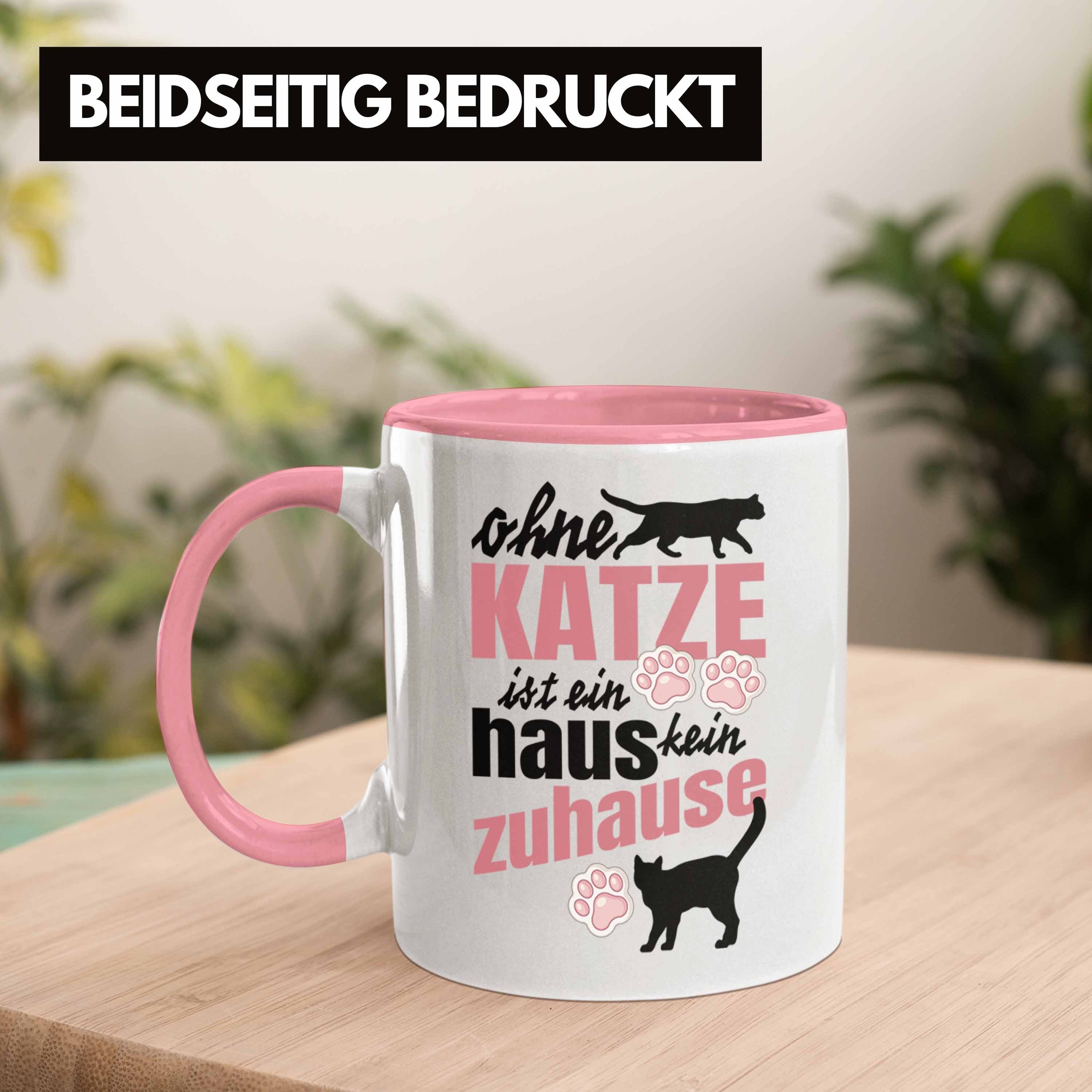 Trendation Geschenkidee Katzen Trendation Tasse Tassen Katzenmama Kater Tasse Spruch Lustige Geschenk mit Katzenbesitzer Rosa - Katze