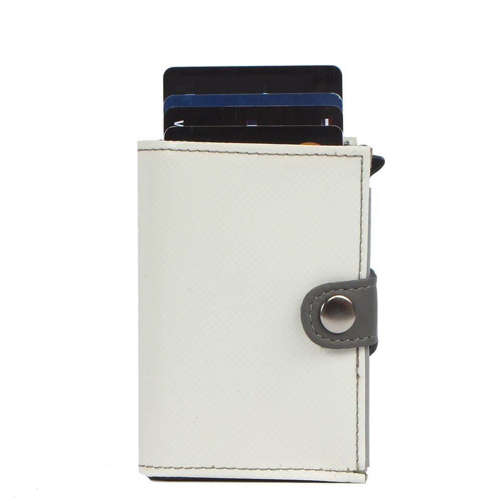 7clouds Mini Geldbörse noonyu white Tarpaulin tarpaulin, double aus Upcycling Kreditkartenbörse
