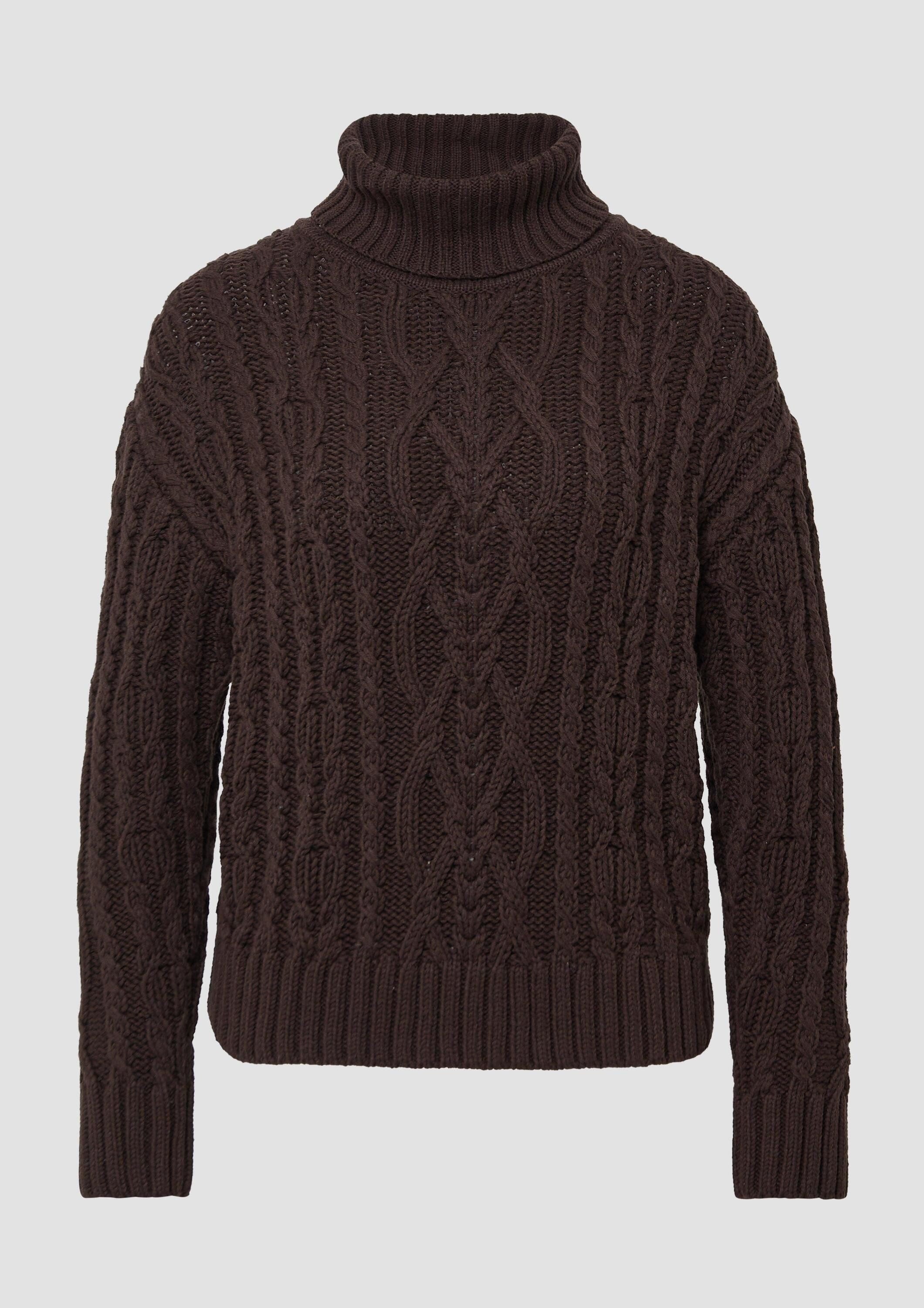 s.Oliver Longpullover Strickpullover Strickpullover mit Rollkragen und Zopfmuster