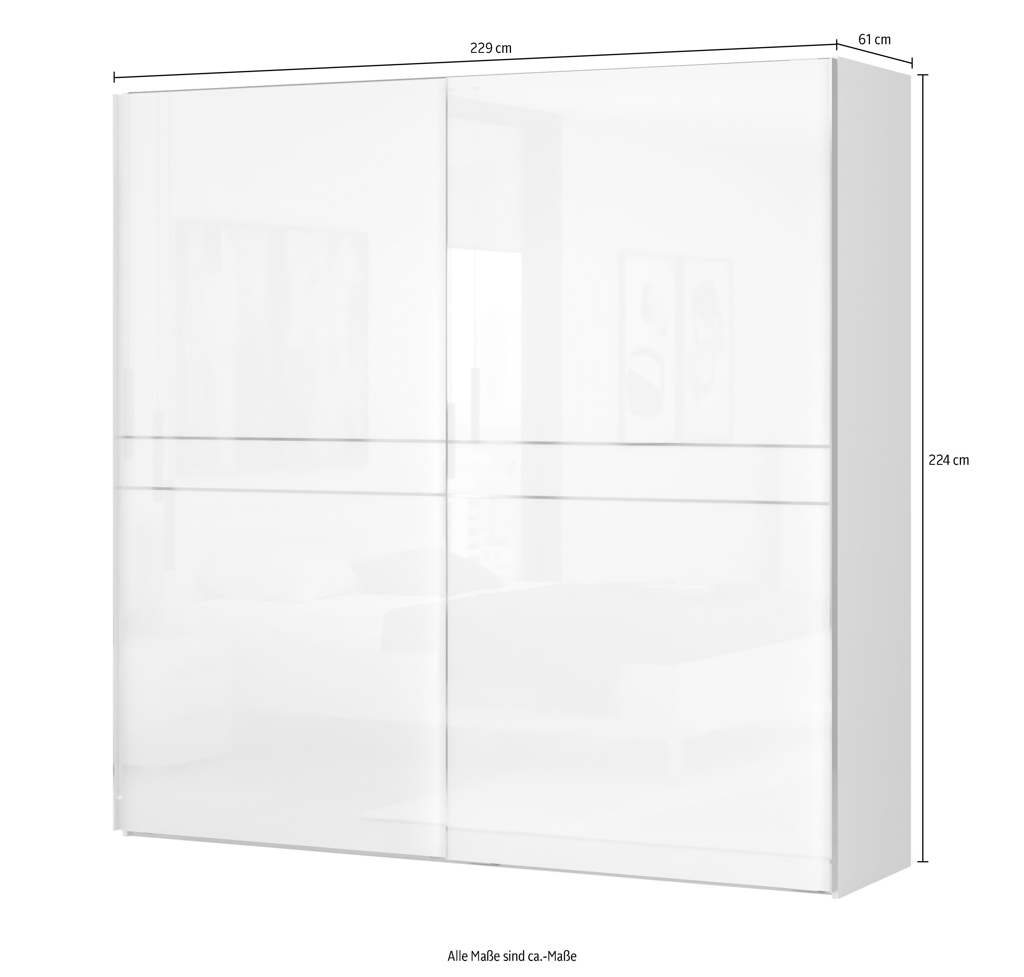 OTTO home Schwebetürenschrank Piano, FSC-zertifiziert, mit Einlegeböden und Kleiderstangen (in 3 Breiten, 224cm hoch, mit verchromten Aufleistungen) UV lackiert – Bild 5 von 5