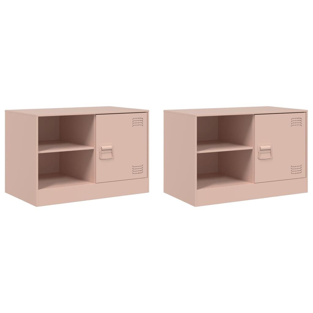 vidaXL TV-Schrank TV-Schränke 2 Stk. Rosa 67x39x44 cm Stahl (2-St)