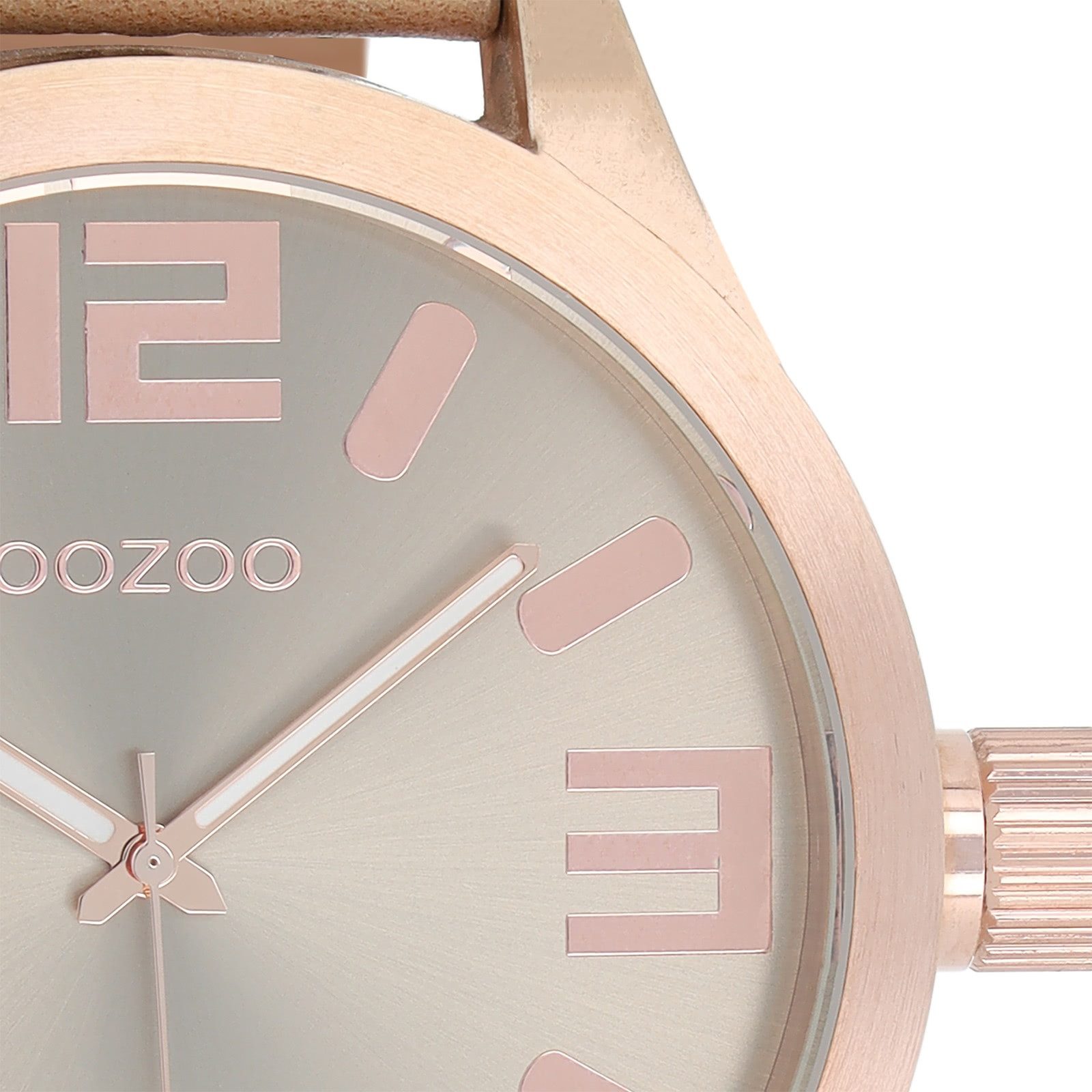 OOZOO Quarzuhr Oozoo Damen Armbanduhr Timepieces Analog, (Analoguhr), Damenuhr rund, extra groß (ca. 51mm) Lederarmband, Fashion-Style