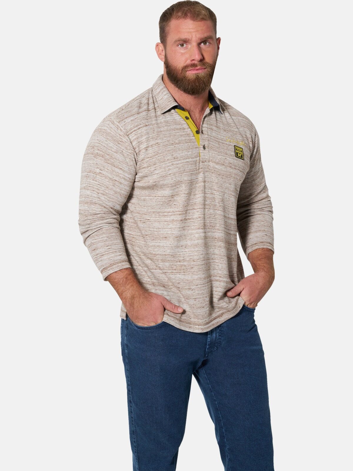Jan Vanderstorm Langarm-Poloshirt ENDRE mit gerader Comfort Passform