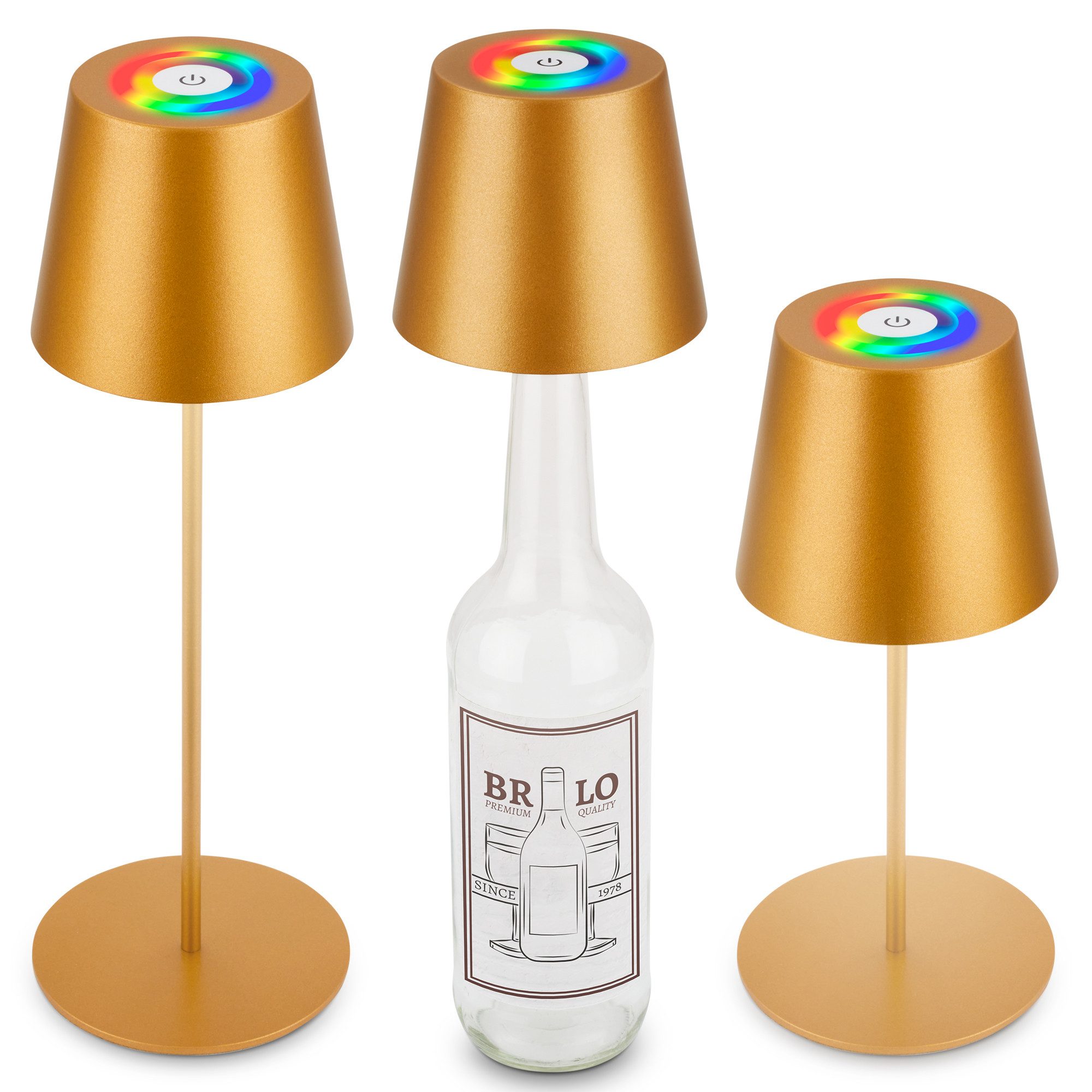 Briloner Leuchten LED Tischleuchte Akku Flaschenaufsatz Leuchte kabellos 3-in1 Indoor/Outdoor, LED fest integriert