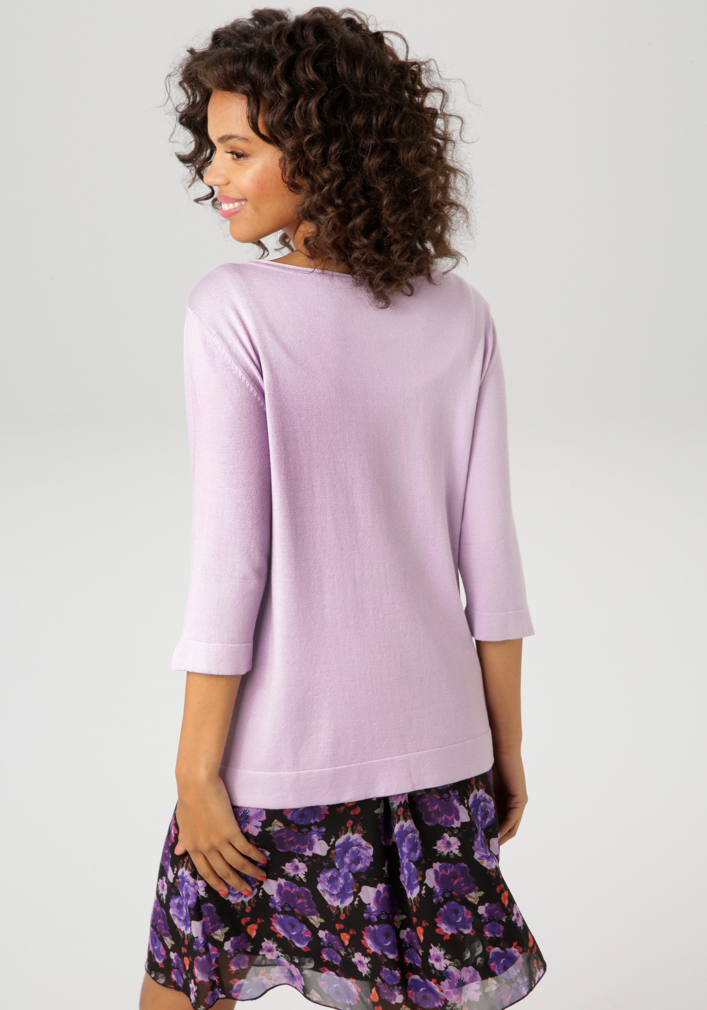 Aniston CASUAL Strickpullover mit kleinem Schlitz an den 3/4-langen Ärmeln günstig online kaufen