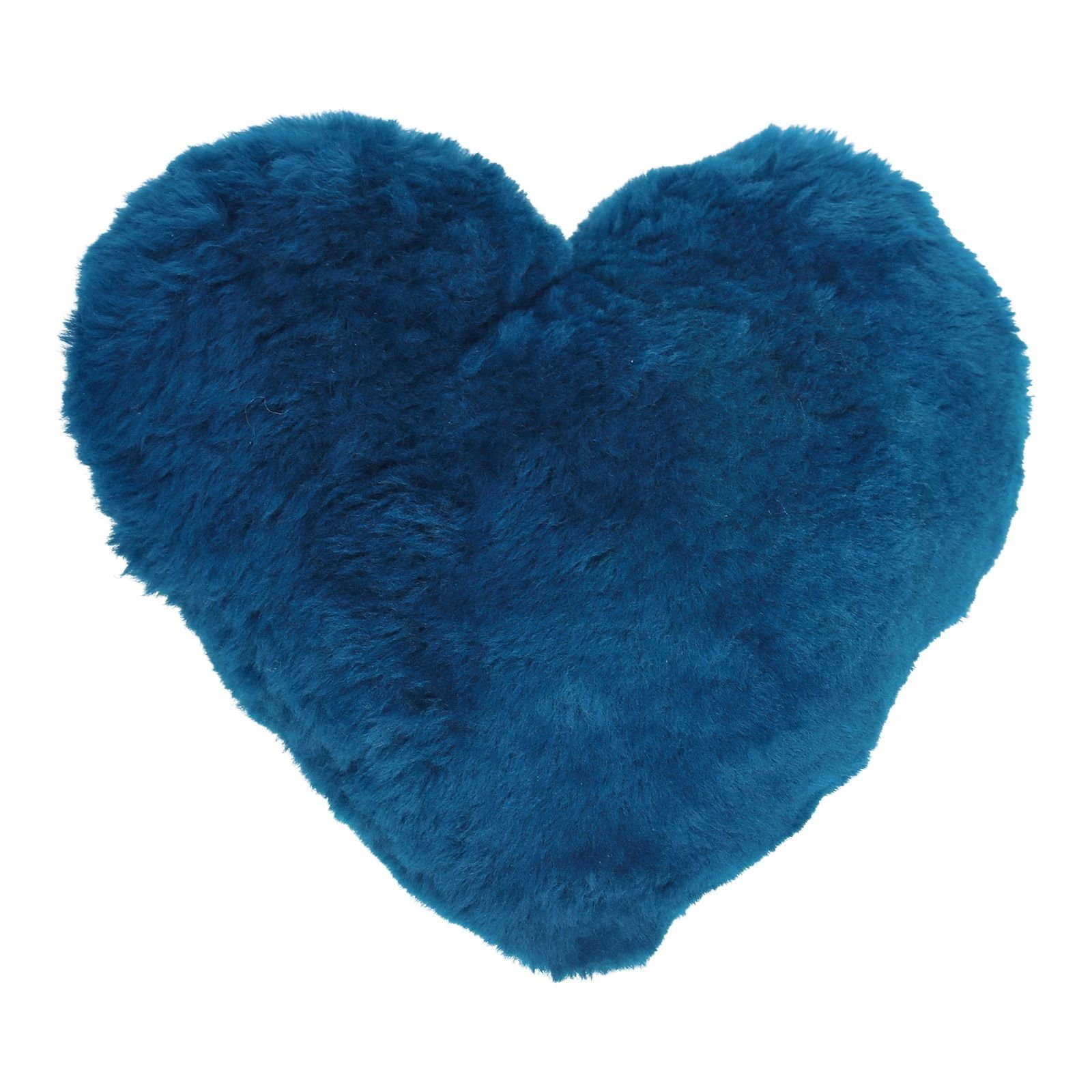Hollert Dekokissen, Hollert Dekokissen Lammfellkissen Petrol Herzförmig echt Merino Schaffell