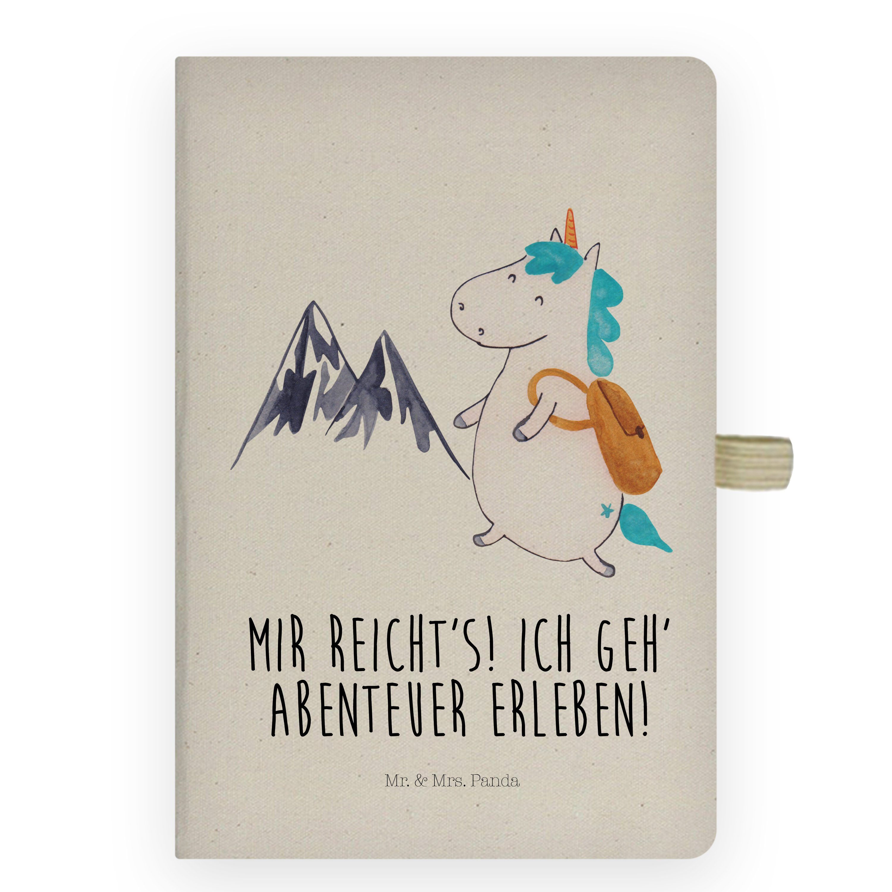 Mr. & Mrs. Panda Notizbuch Einhorn Bergsteiger - Transparent - Geschenk, Kladde, Notizblock, Ein Mr. & Mrs. Panda