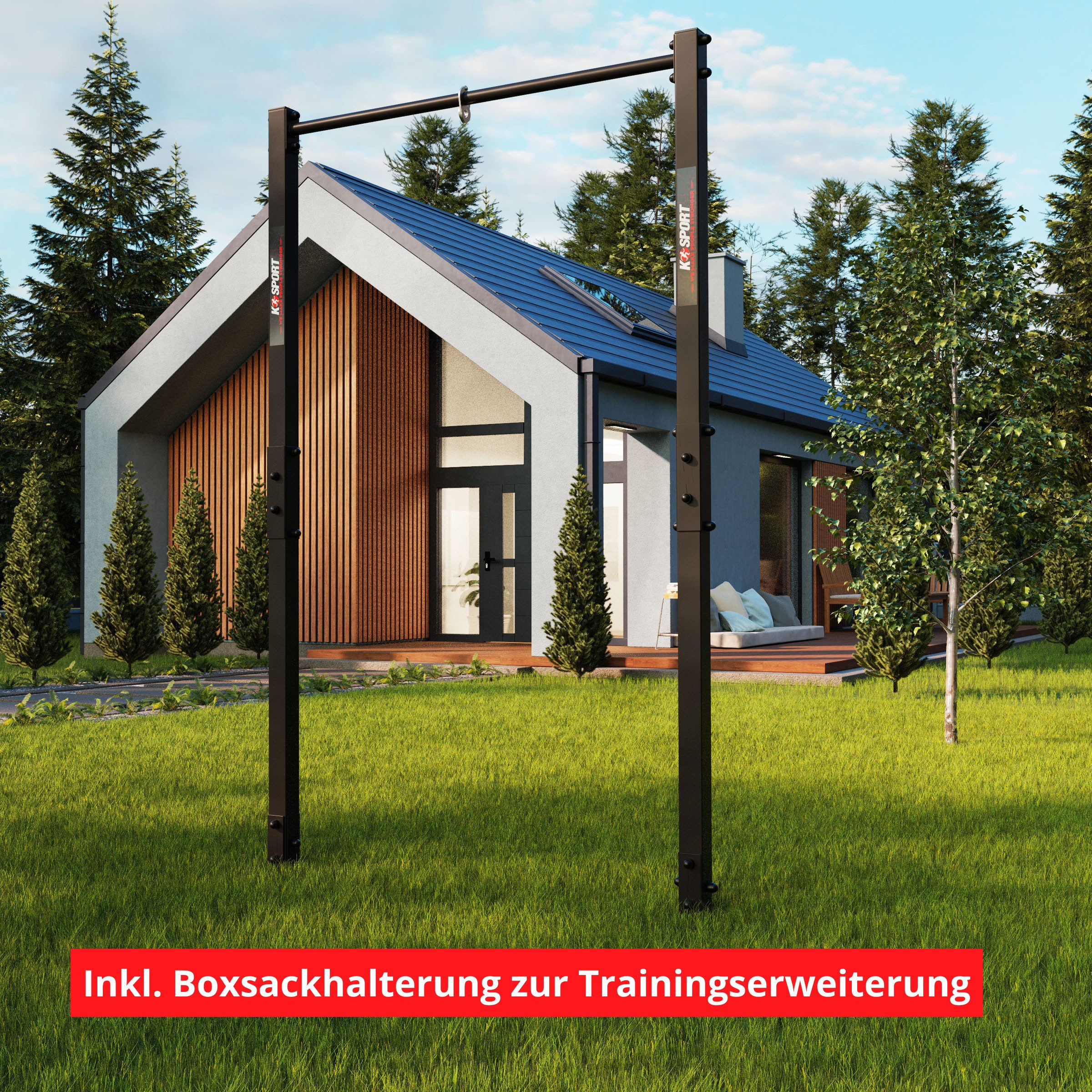 K-SPORT Klimmzugstange Outdoor-Klimmzugstange bis 150 kg belastbar (Wetterfeste Pull-Up Bar), Made in EU