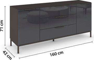 rauch Kommode Flipp, 2-türig, 3 Schubladen, Soft-Close-Funktion, Oberboden und Front Glas