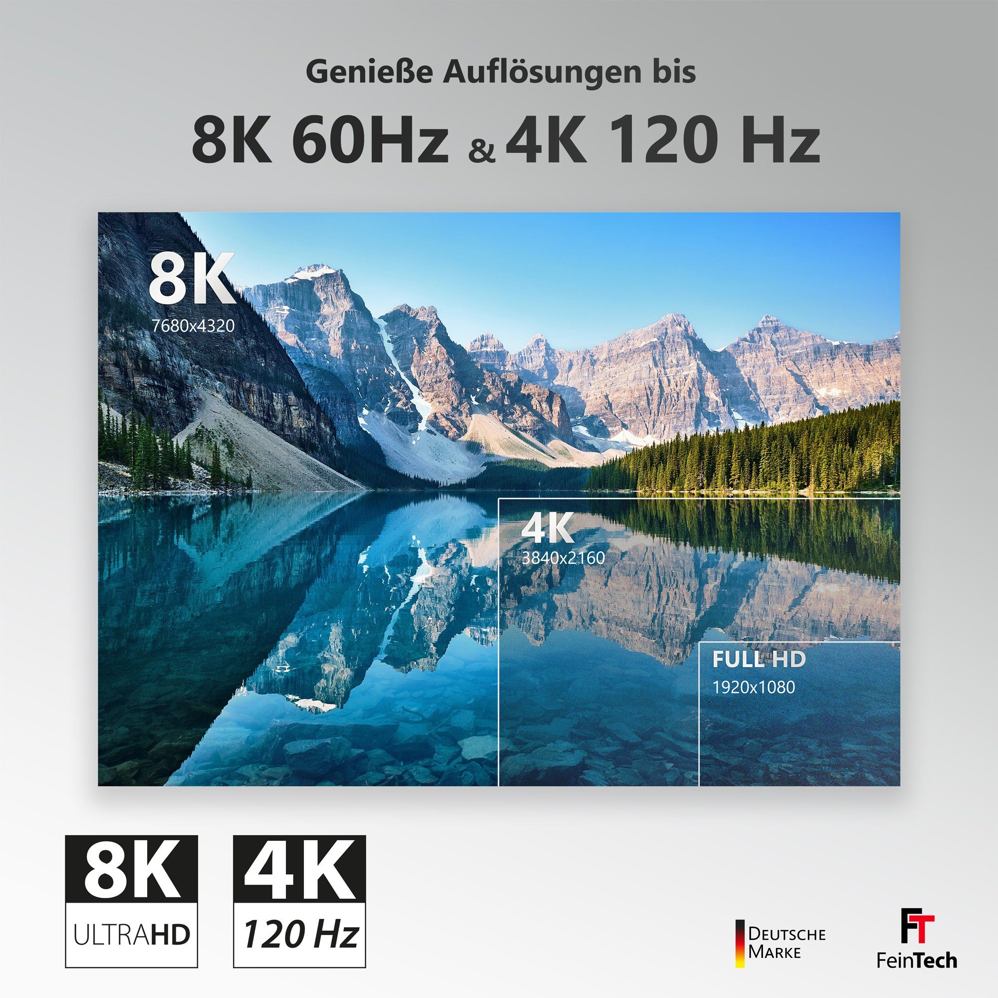 8K 8K 120Hz, FeinTech HDMI-Kabel, 60Hz, cm), 4k HDMI-Glasfaserkabel VRR CEC, (500 HDMI,