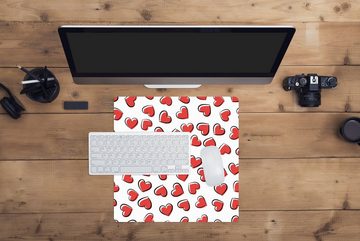 MuchoWow Gaming Mauspad Valentinstag - Herz - Muster (1-St), Mousepad mit Rutschfester Unterseite, Gaming, 40x40 cm, XXL, Großes