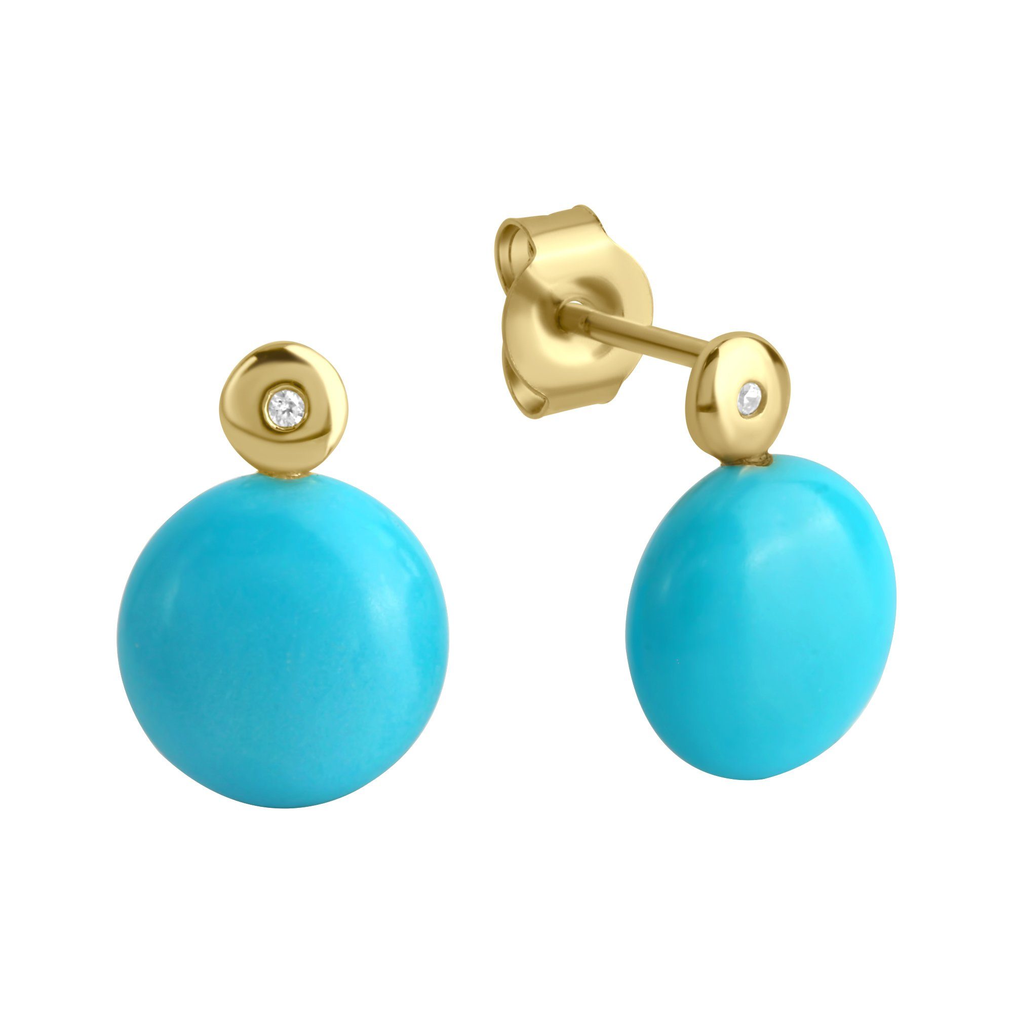 Jamelli Paar Ohrstecker Silber 925 vergoldet mit Türkis (beh) und Zirkonia günstig online kaufen