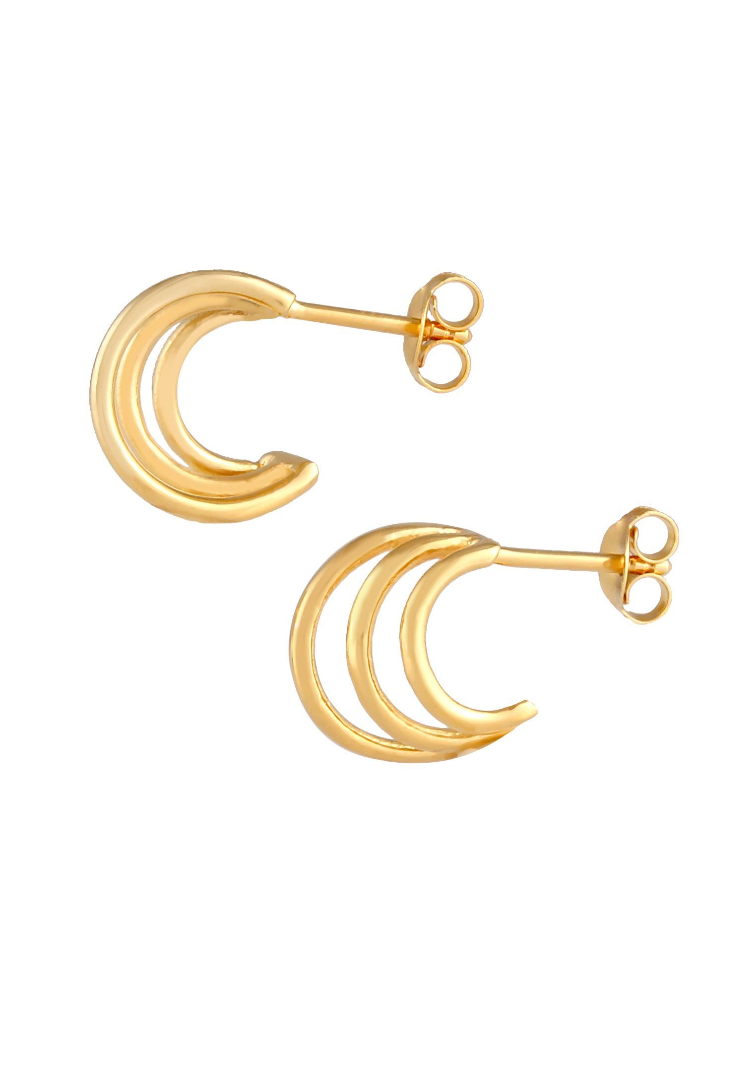 Elli Premium Trend Silber Basic Creolen Paar Gold Stecker Ohrstecker 925