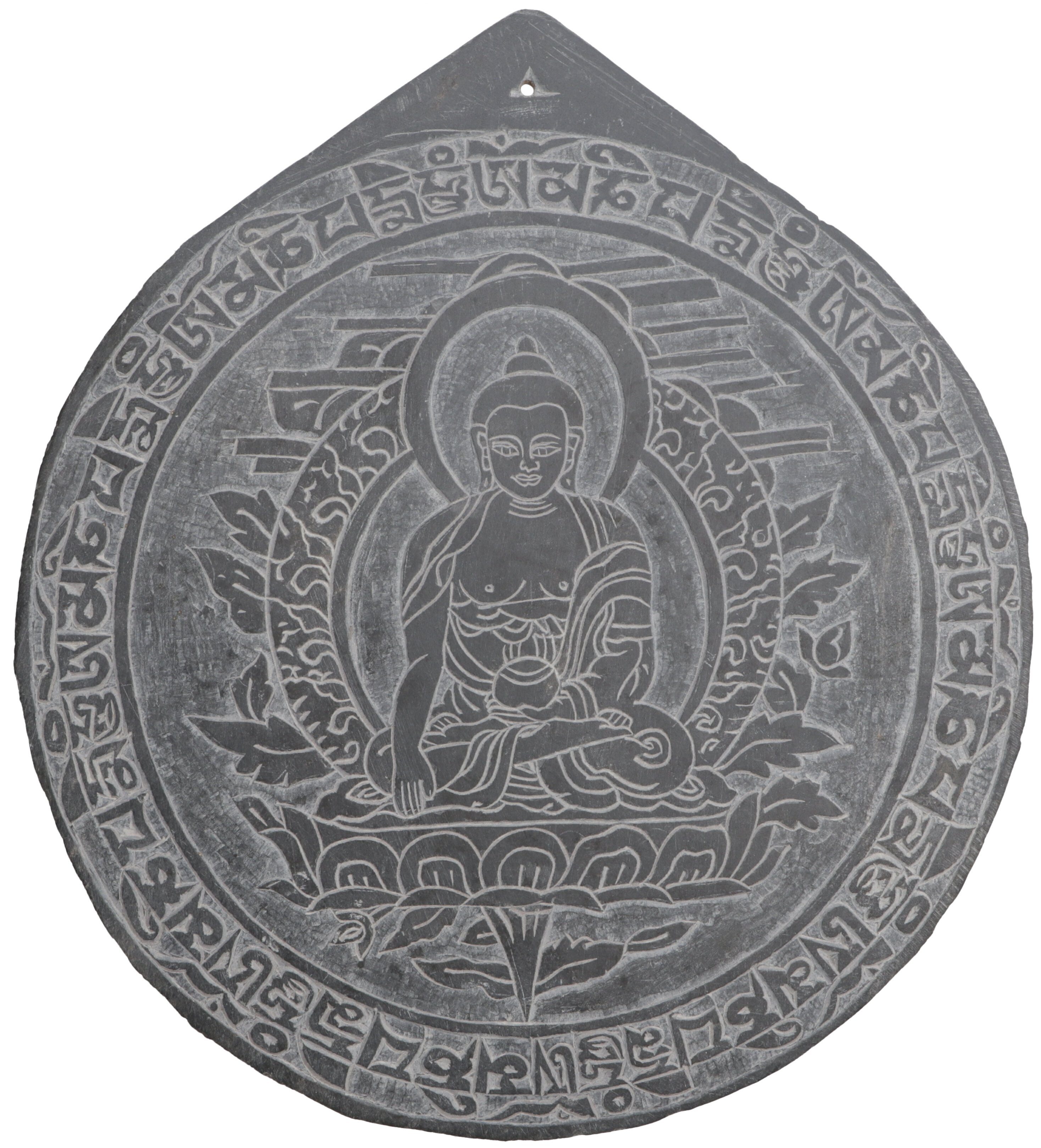 Guru-Shop Buddhafigur Tibetisches Steinbild, Relief aus Schiefer -..